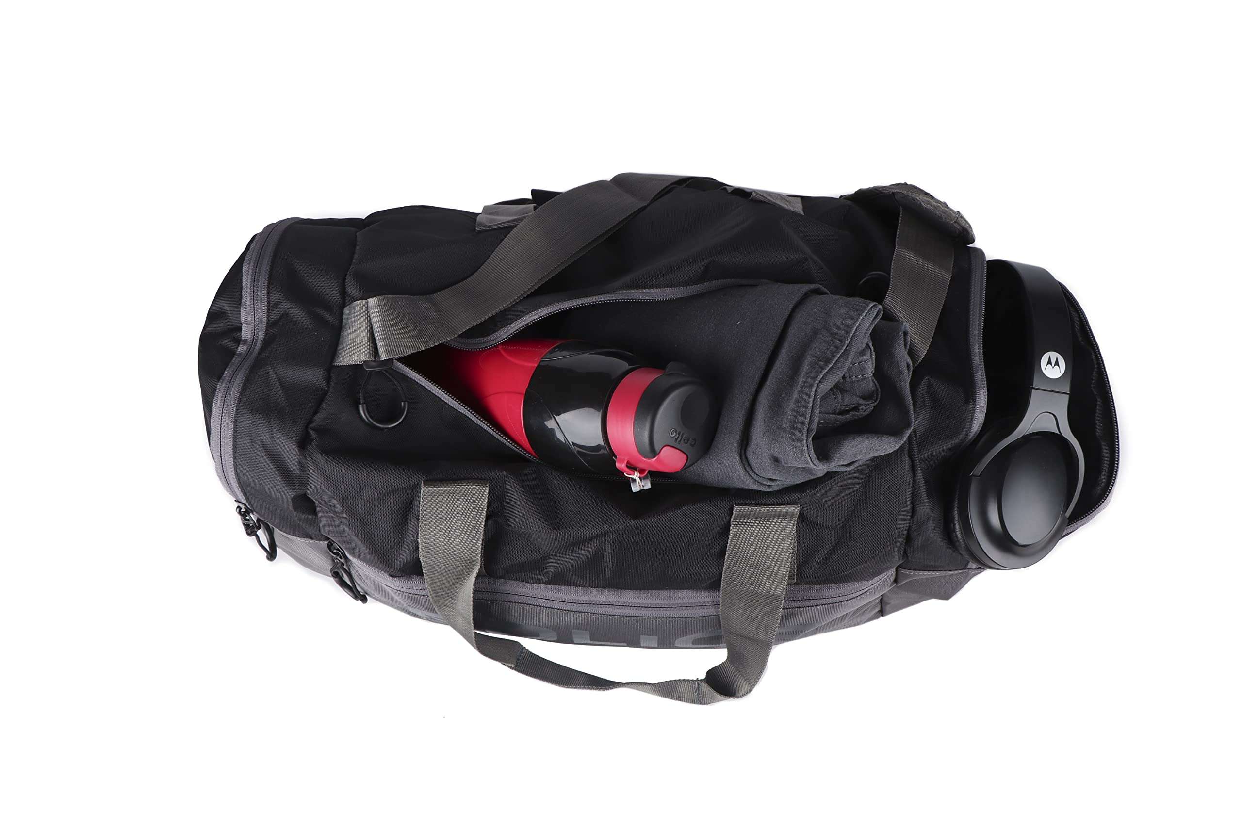 POLICE Noah Gym Bag, NylonTravel Duffel Bag - Black/Grey 4