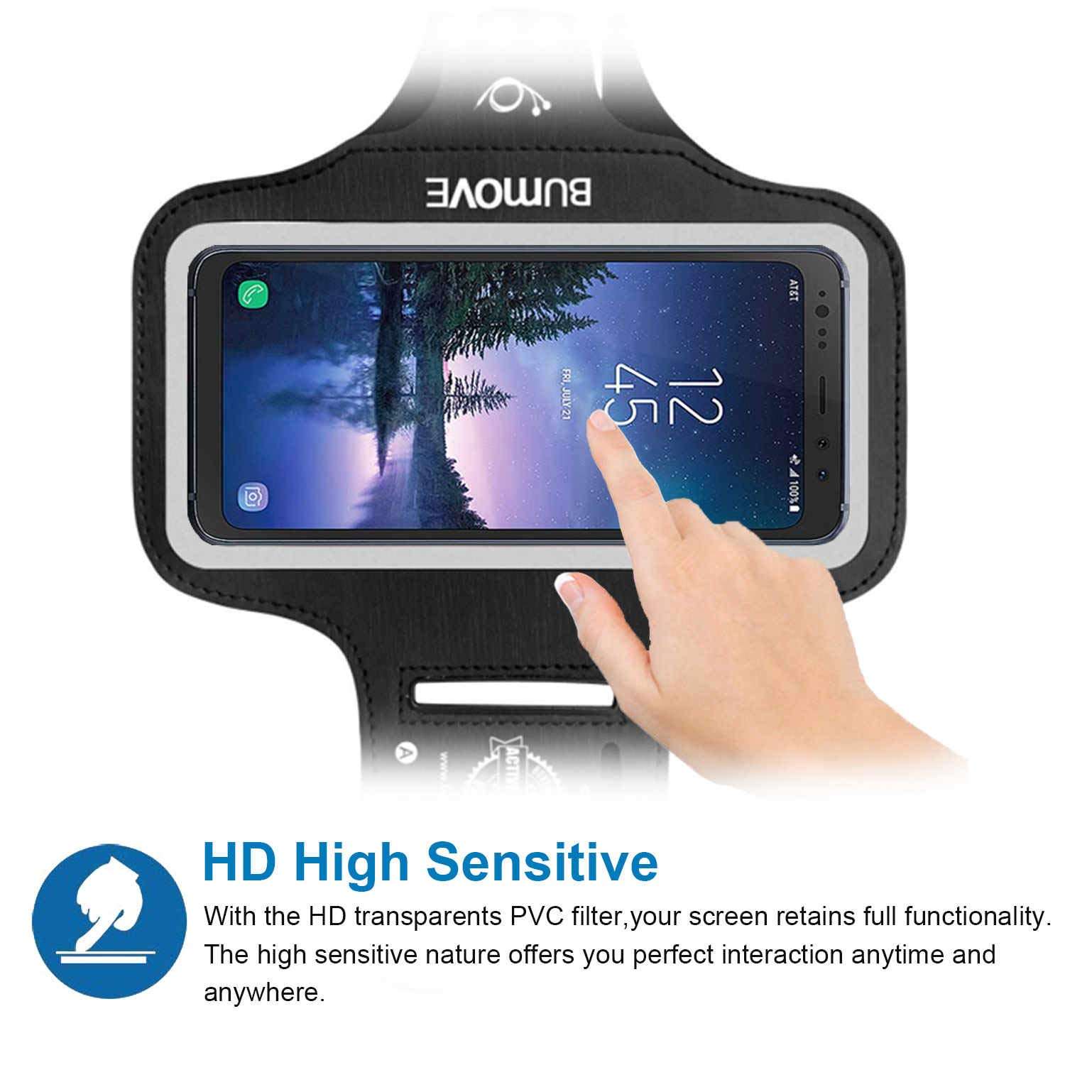 Galaxy S8 Active/S7 Active Armband, BUMOVE Gym Running Workouts Sports Phone Arm Band for Samsung Galaxy S8 Active, S7 Active with Card Holder (Black) 4