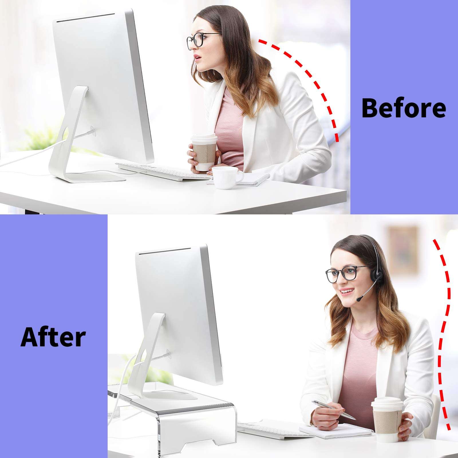 Wisboc Acrylic Monitor Stand 19.69"x 8.66"x 3.95" Clear Monitor Riser PC Desk Stand for Keyboard Storage Laptop Multi-Media TV Screen 3