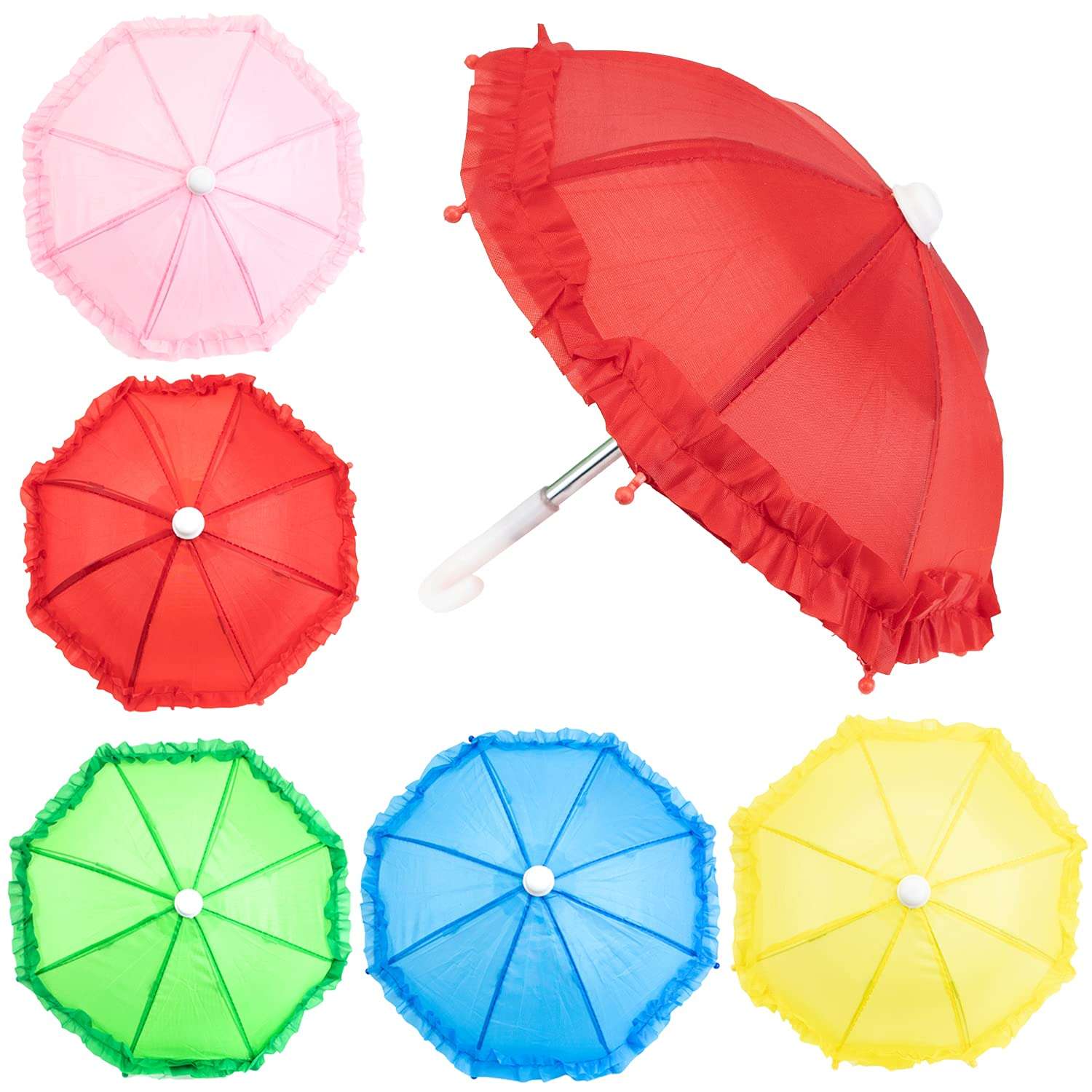 Azure Zone, 5 Pack Colorful Mini Umbrella Cute Mini Sunny Rainy Umbrella for Decoration Photography Props Supplies 1