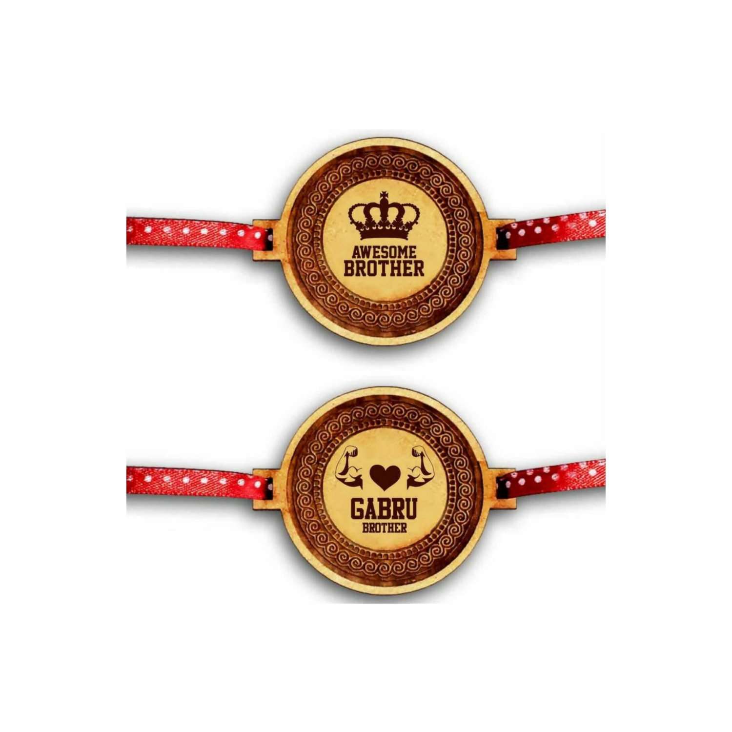 TheYaYaCafe Yaya Cafe Wood Engraved Awesome Gabru Raksha Bandhan Family Rakhi for Brother (Combo Set of 2)