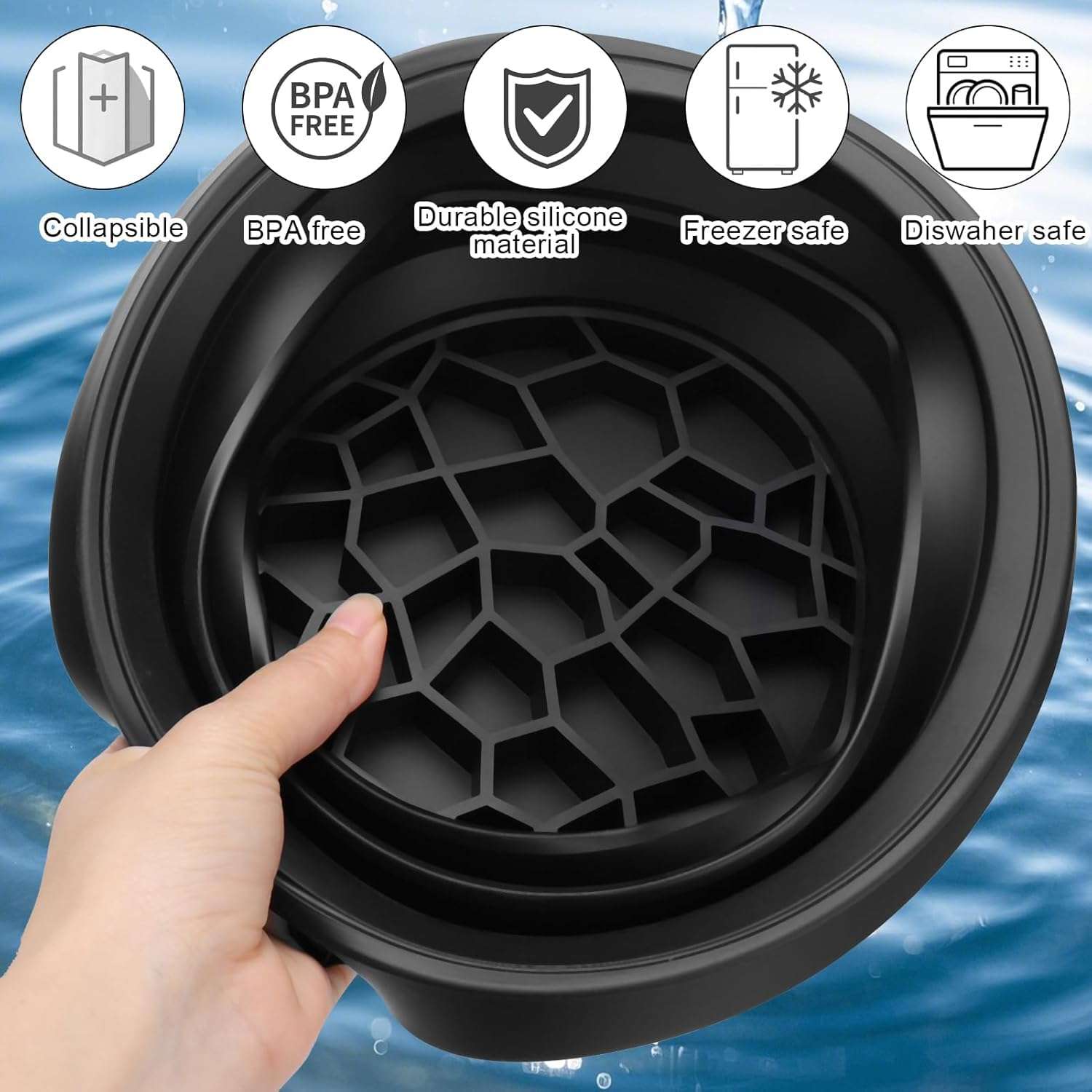 (1 pic Hook) with Silicone Face Bowl for Ice with Built-in Icetray, Collapsible Face Tub for Ice Bath, Facial Ice Plunge Bowl, Ice Water Facials at Home 6