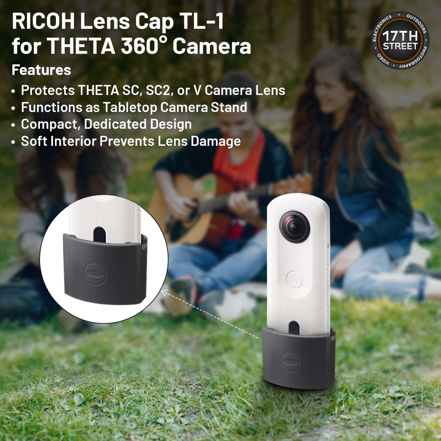 RICOH Theta SC2 4K 360° Spherical Camera (White) Bundle with TL-1 Lens Cap 4