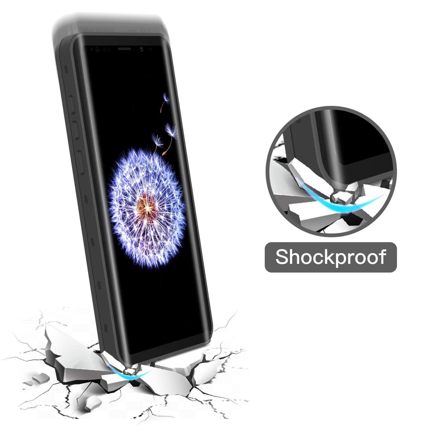 Samsung Galaxy S9 Waterproof Case, IP68 Waterproof/Snowproof/Shockproof/Dirtproof, Full-Body Protective Case with Built-in Screen Protector 4