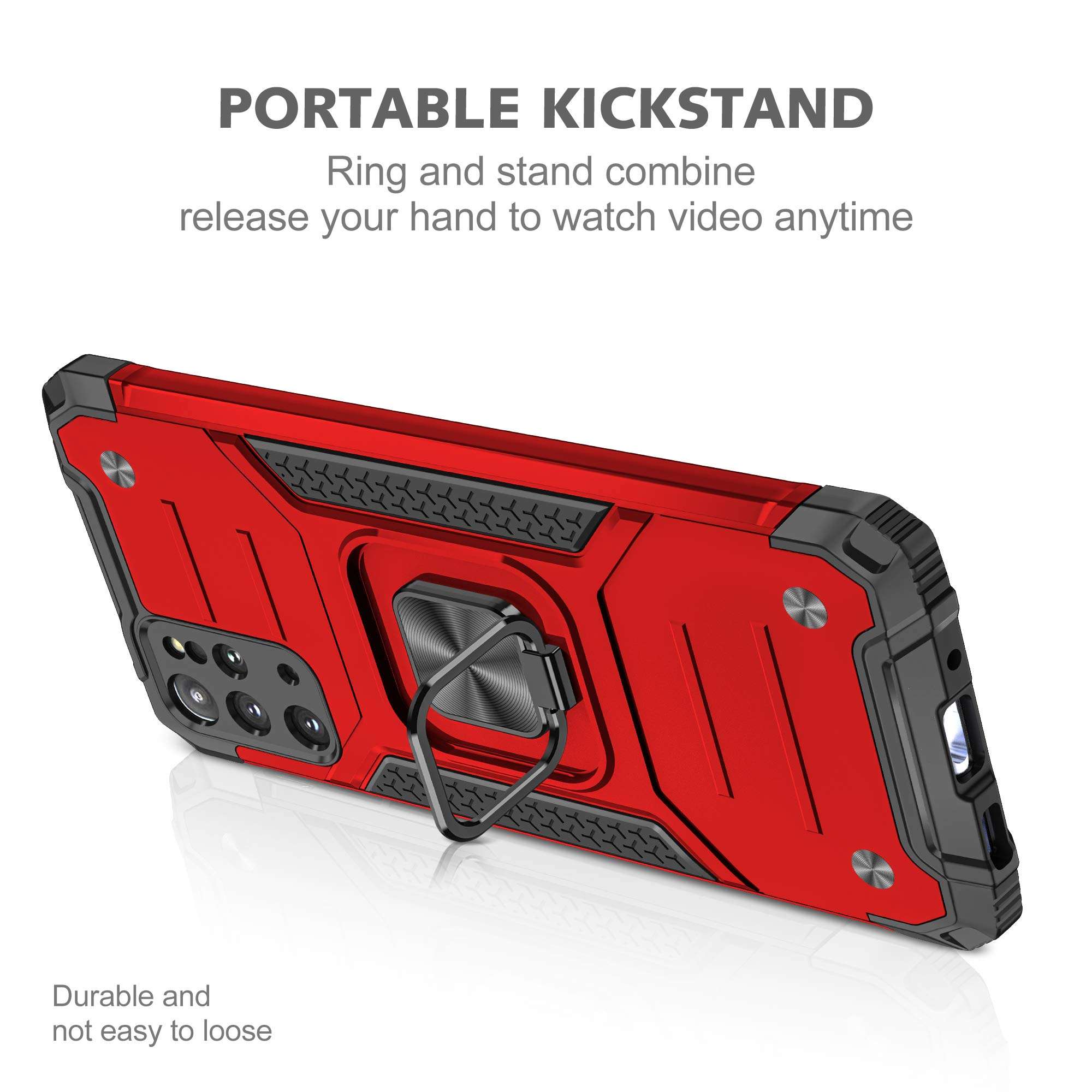 Anqrq Galaxy S20 Plus Case, Military Grade Protective Phone Case Cover with Enhanced Metal Ring Kickstand [Support Magnet Mount] Compatible with Samsung Galaxy S20 Plus, Red 6