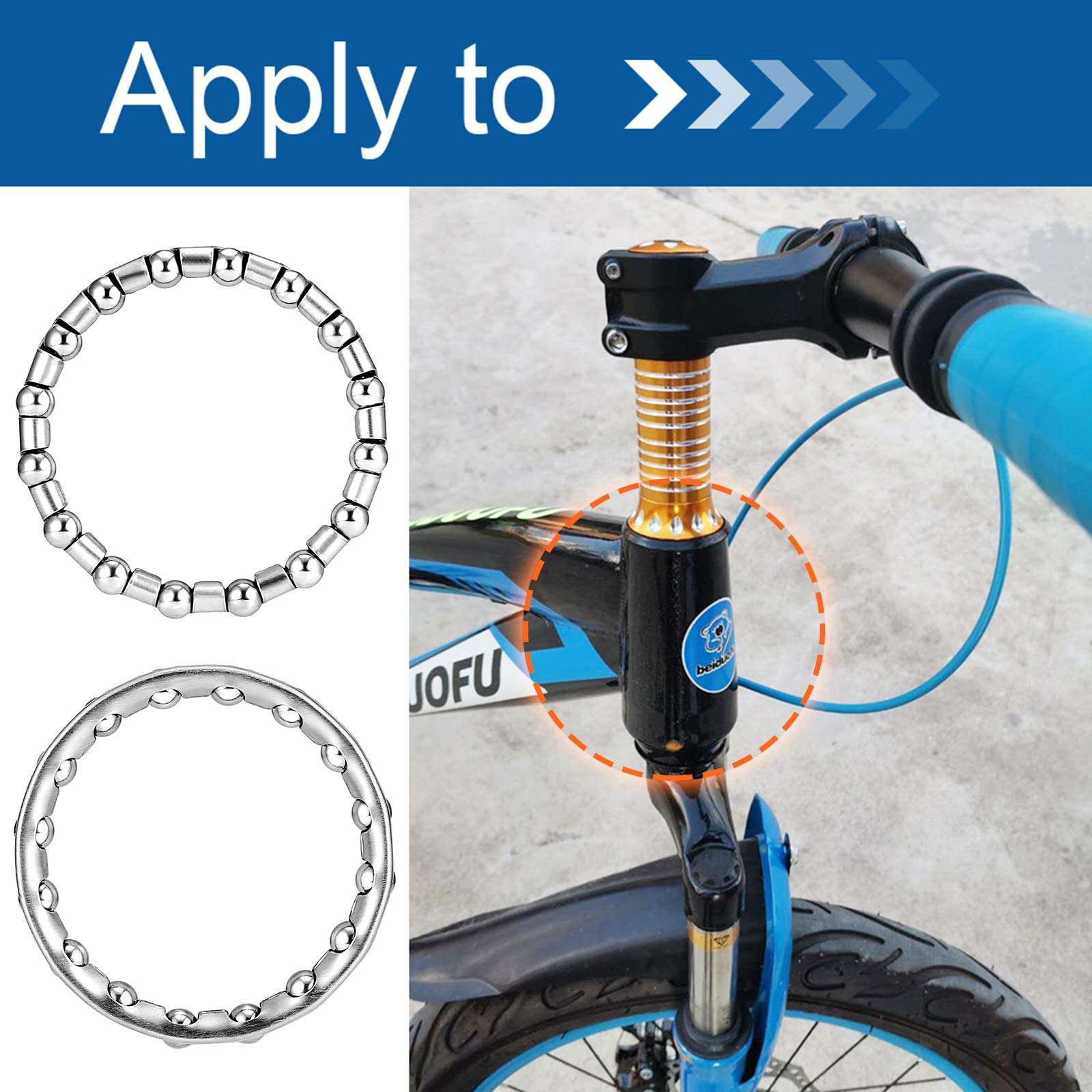 Jaceyon Bike-Ball-Bearing-Retainer, Bicycle-Headset-Ball-Bearings, 5/32" x 16-Balls-Braring for Bike-Fork - 4 Pcs Replacement Mountain Bike Parts Repair Accessories for MTB Bicycle Fork 4