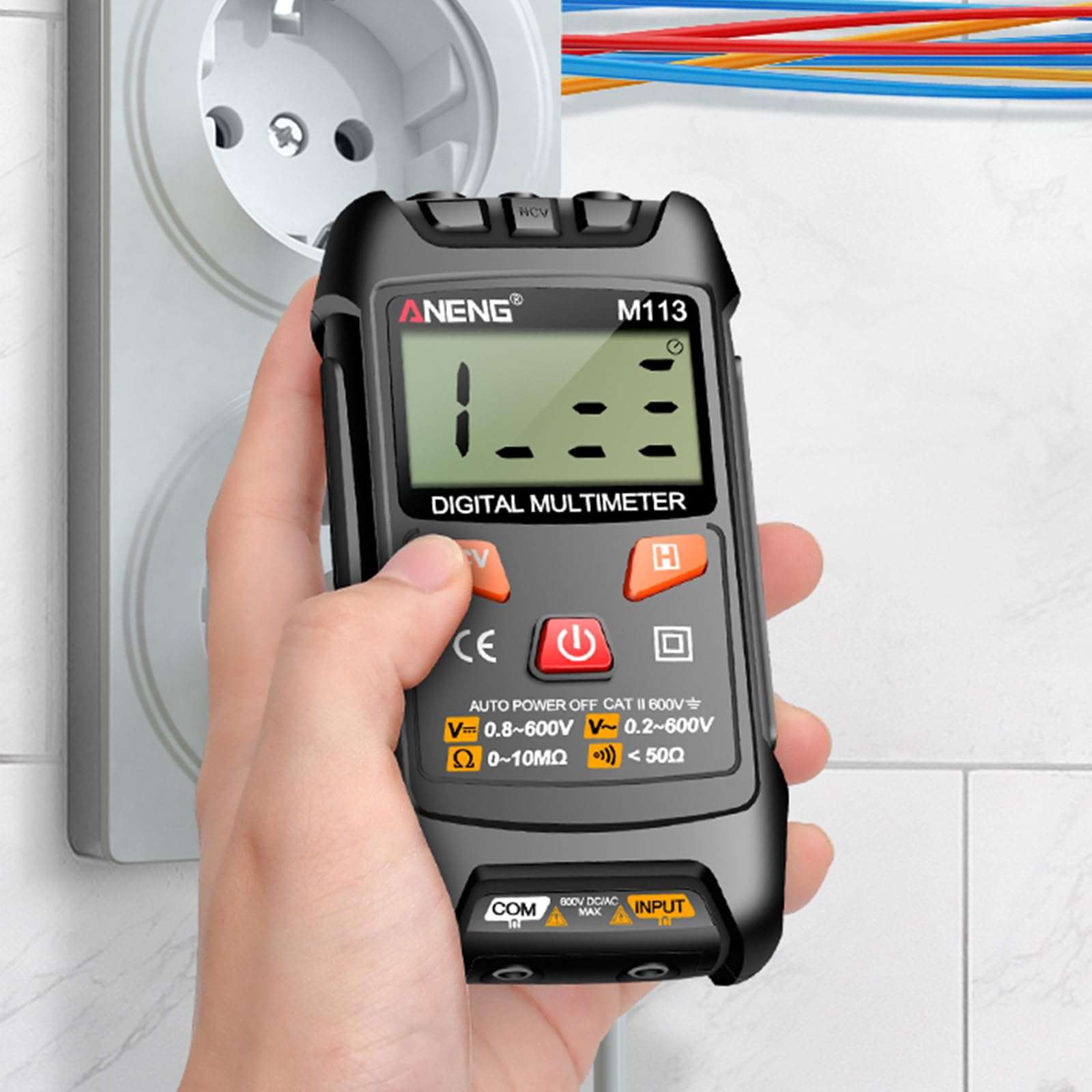 JAGTRADE Multimeter M113 Multimeter Tester Pen Voltage Detector Automatic Tester Capacitance Electric Electrician Tool Measure Current Meter, Grey 4