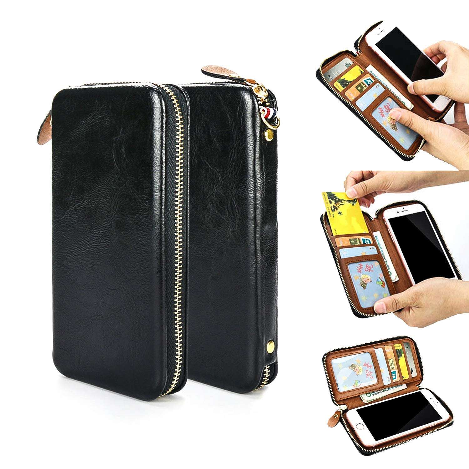 Green Vanguard Cellphone Wallet for Women Men Zipper Long Purse with Removable Wristlet Universal Cell Phone Lanyard Compatible with iPhone, Galaxy & Most Smartphones Includes Phone Case 1