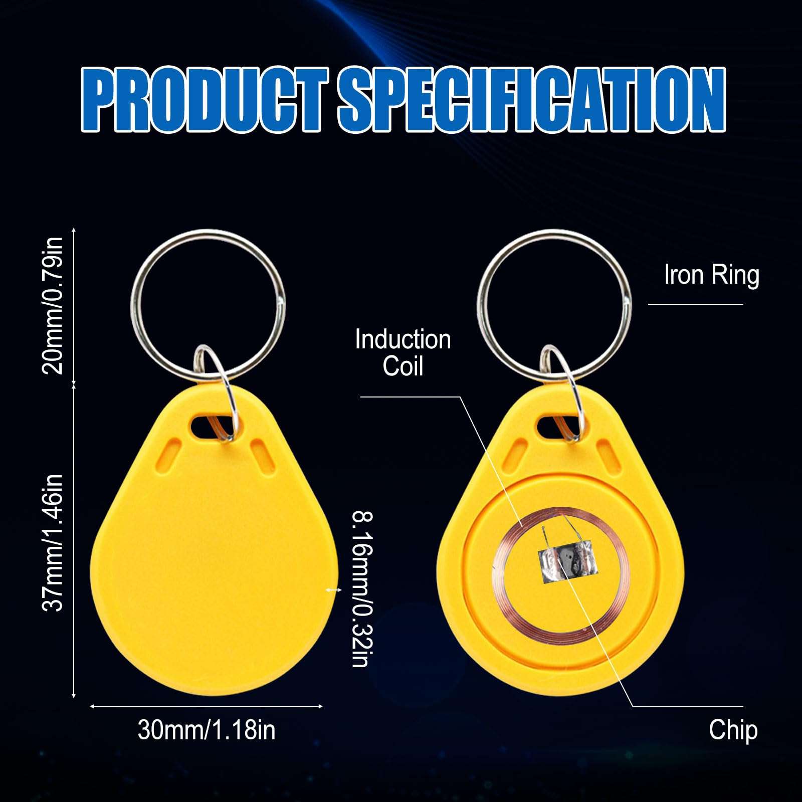 50PCS 26 bit Prox Keyfobs Proximity Fobs Frequency 125KHZ H-ID Compatible with Prox Key ISOProx 1326 1386 1346 1386 H10301 Format Card Readers Machine & Vast Majority of Access Control Systems,Yellow 3