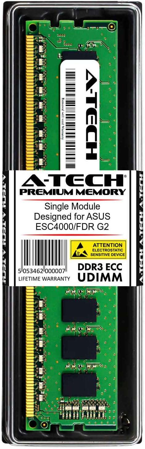 A-Tech 4GB for ASUS ESC4000/FDR G2 (1 x 4GB) PC3-14900 (DDR3-1866) ECC Unbuffered UDIMM 240-Pin 1Rx8 1.5V Server Memory RAM 2