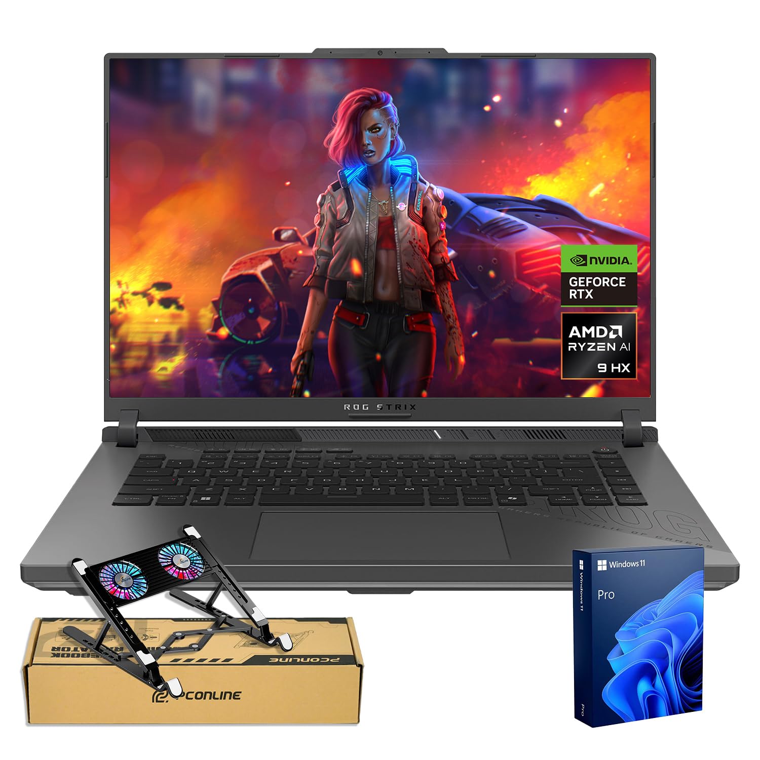 ASUS ROG Strix G16 RTX 5070Ti Pro Gaming Laptop, 16" FHD+ 165Hz, AMD Ryzen 9 8940HX(Beats Intel i9-13900), NVIDIA RTX 5070Ti, 64GB RAM, 1TB SSD, Esports-Ready RGB KB, Bundle with PCO Laptop Cooler