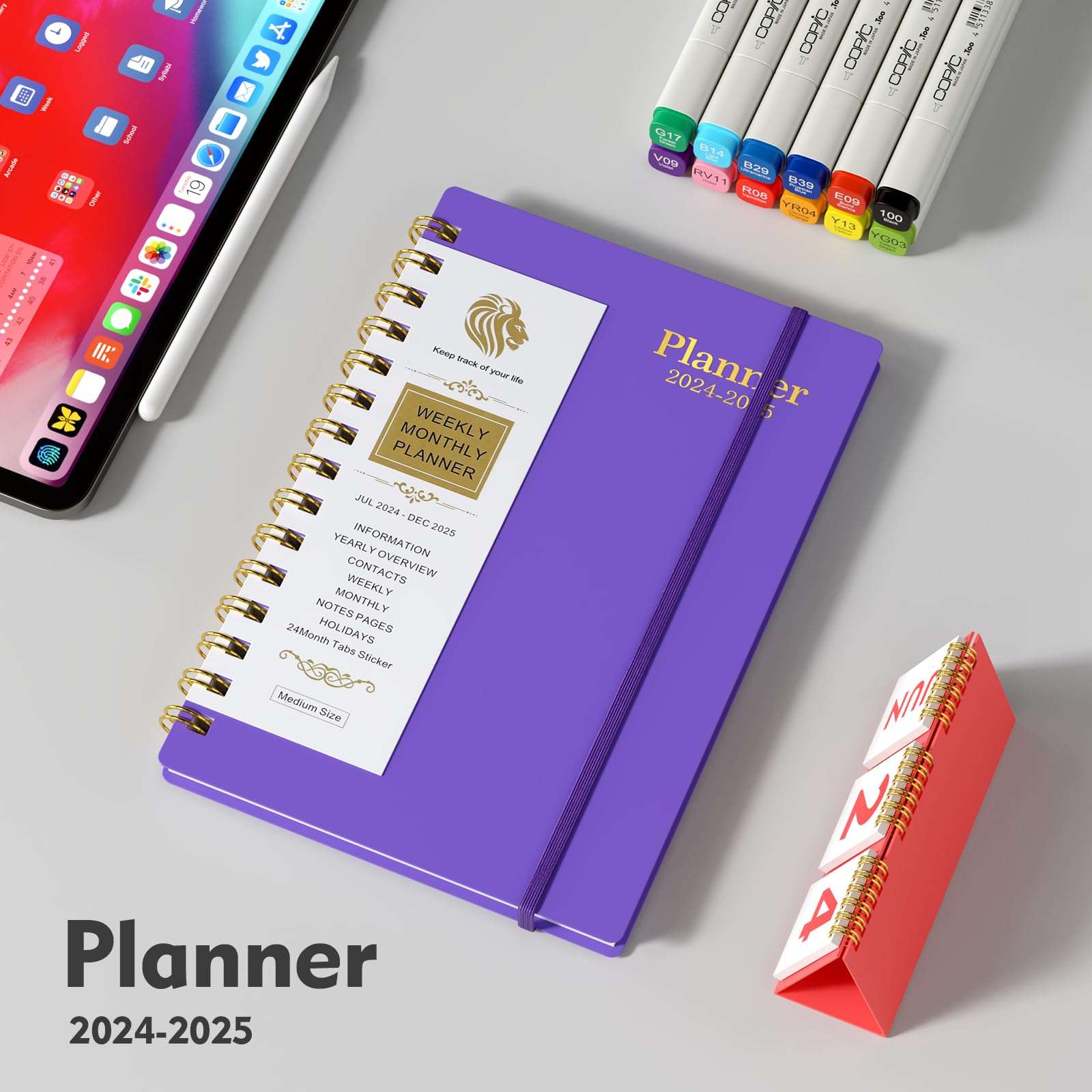 QSSRWNAO 2024-2025 Planner - Academic Weekly & Monthly Planner 2024-2025 with Tabs Sticker,18 Months Planner Jul 2024 - Dec 2025,5.6" x 8.2" Daily Planner,Ideal for Office School Supplies -Purple 5