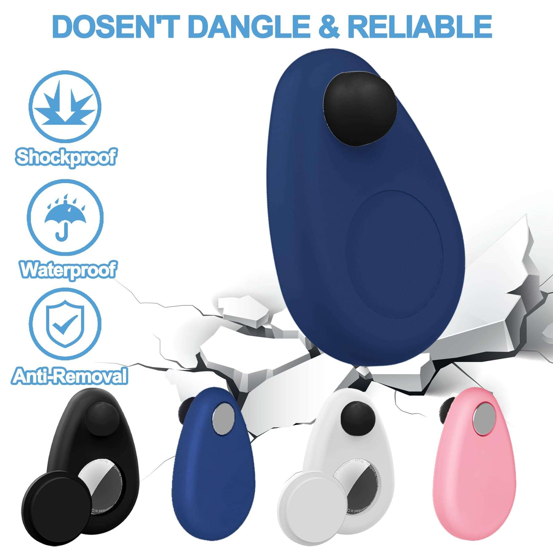 Waterproof AirTag Holder for Kids(2 PACK), Hidden AirTag Holder with Safety Pin, Anti-Theft GPS Tracker Case for Baby, Clothes, Luggage, Pet, Doesn't Dangle Anti-Removal(Blue,Pink) 5