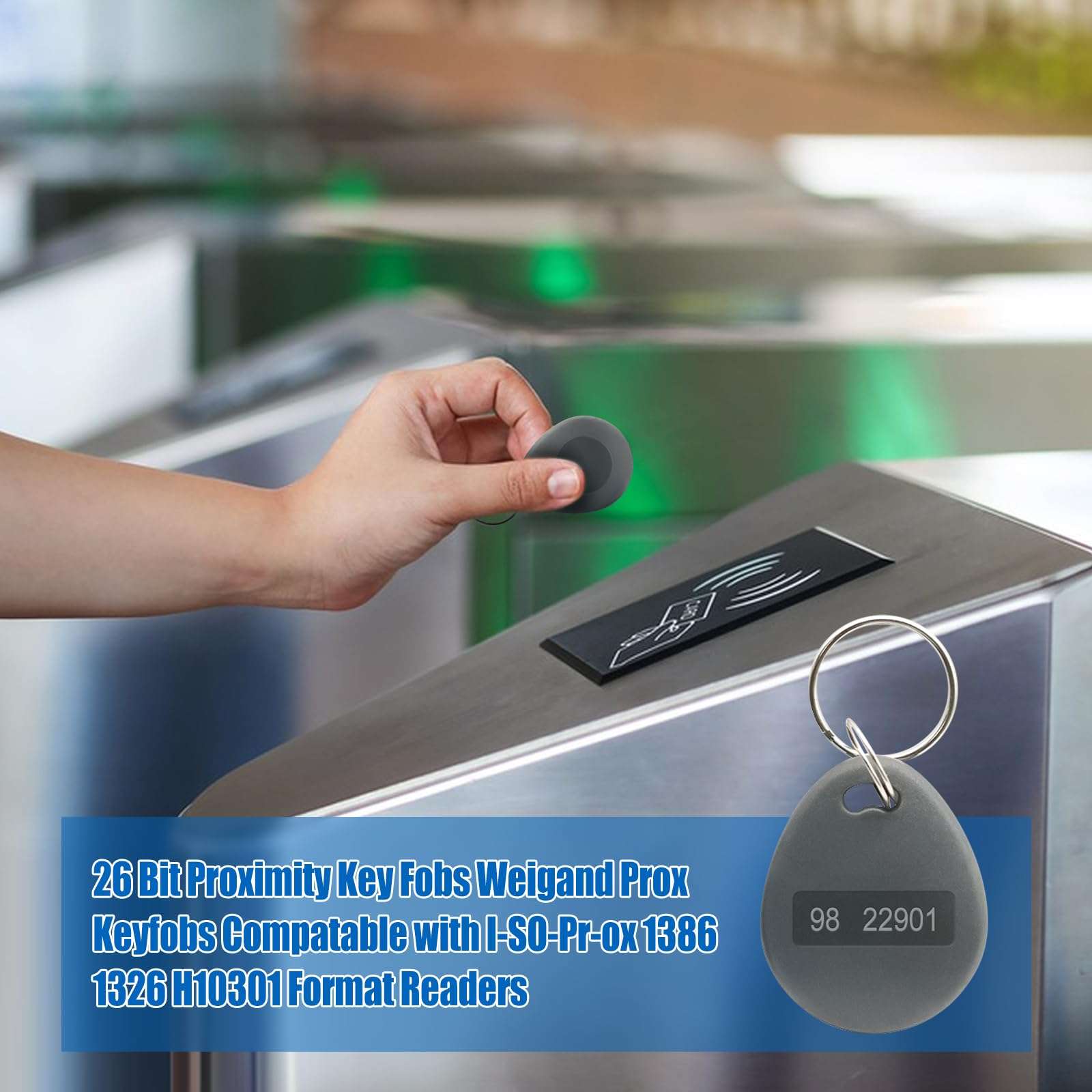 50PCS 26 bit Prox Keyfobs Proximity Fob Frequency 125KHZ H-ID Compatible with Prox Key ISOProx 1326 1346 1386 H10301 Card Reader,Isoprox Contactless Keyfobs for Majority of Access Control Systems,Grey 6