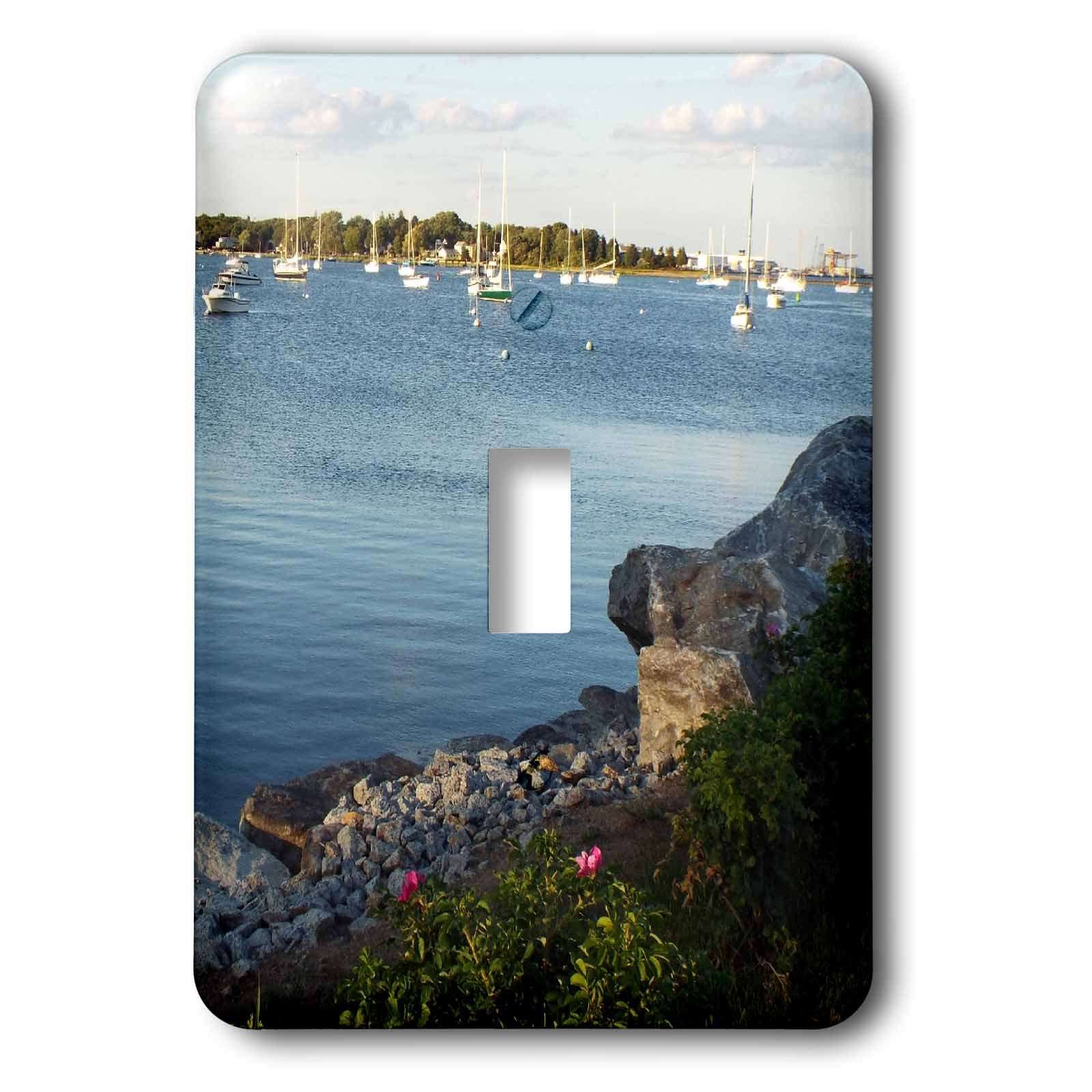 3dRose lsp_165207_1 Sailboats in The Rocky Harbor Light Switch Cover