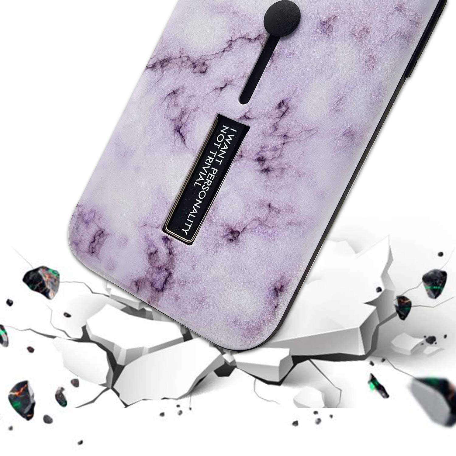 Omio Compatible with iPhone 12 Marble Case Stone Pattern Cover Finger Ring Loop Strap Grip Holder Kickstand Stand Ultra Thin Slim Fit Dustproof Protective Shockproof Dual Layer Case 6