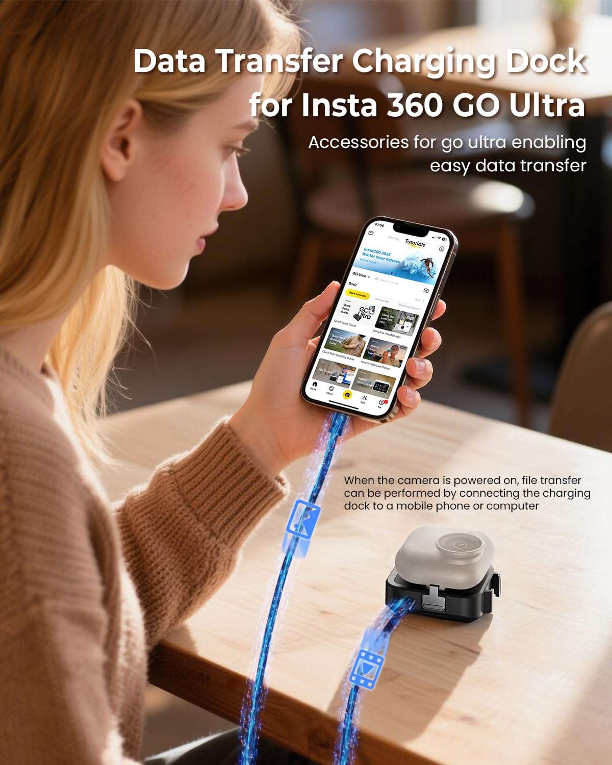 Maectech Charging Base for Insta360 GO Ultra Charging Dock Station for GO Ultra Accessories Quick Release Mount - Black 4