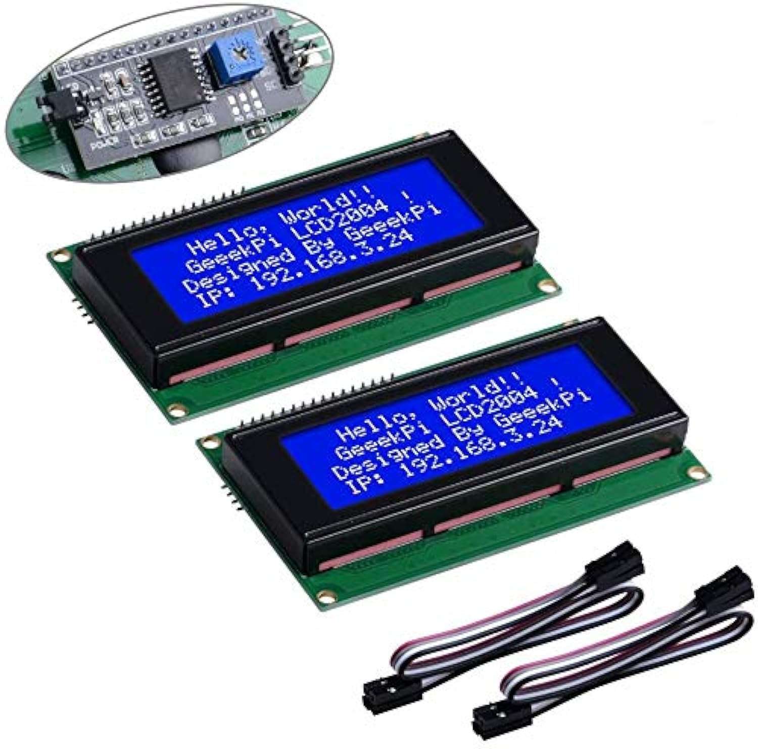 GeeekPi IIC I2C TWI Serial LCD 2004 20x4 Display Module with I2C Interface Adapter Blue Backlight for Raspberry Pi Arduino STM32 DIY Maker Project BPI Tinker Board Electrical IoT Internet of Things 1
