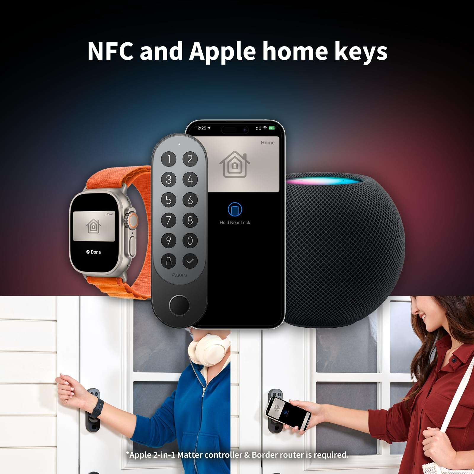 Aqara Smart Lock U200 (Fingerprint Keypad Included), Matter Over Thread, Keyless Entry Door Lock with Apple Home Key and Rechargeable Battery, Supports Apple Home, Alexa and SmartThings, Silver 3