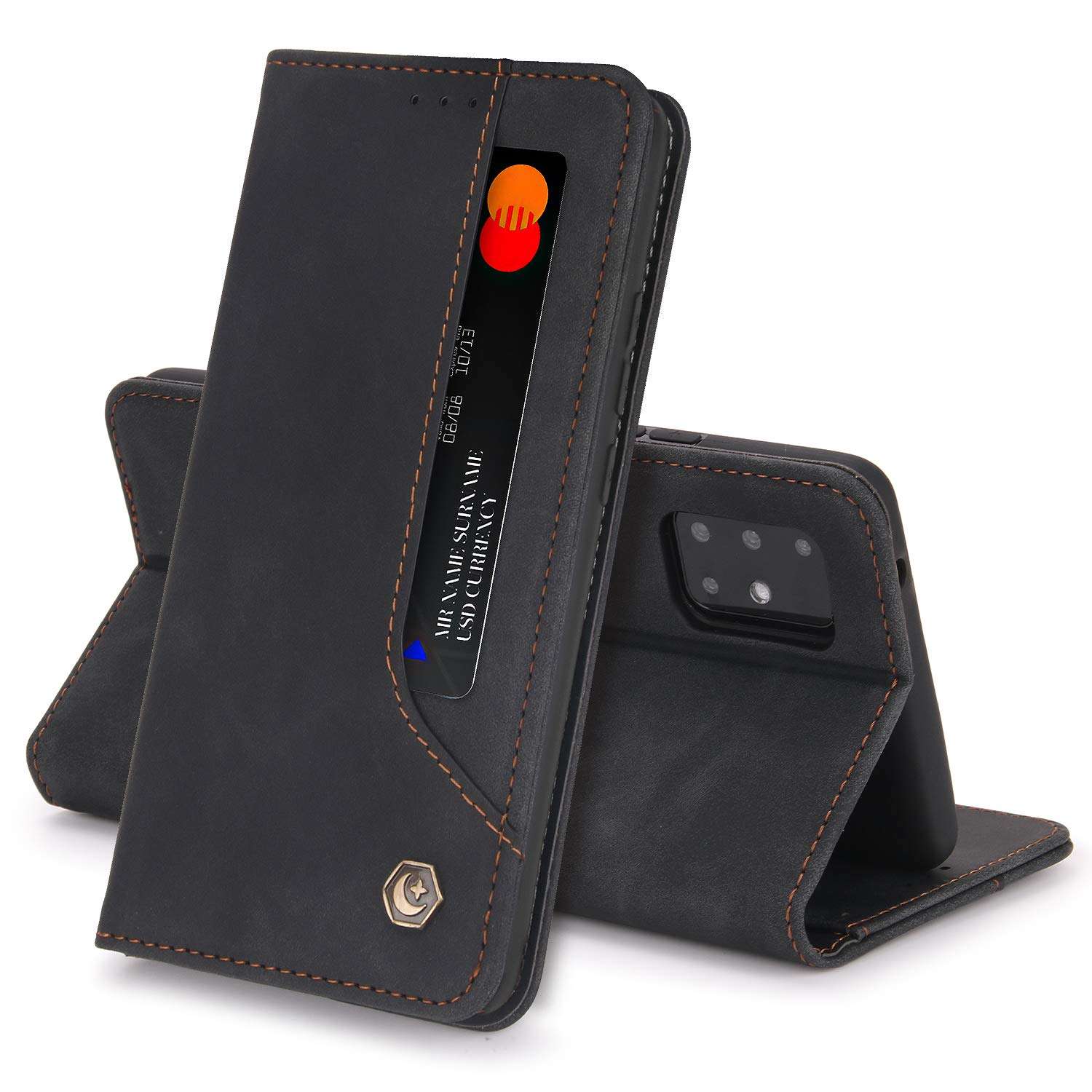 Compatible with Google Pixel 4A 5G Wallet Case,with Kickstand TPU Shockproof Protective Leather CaseMagnetic Closure Flip Fold Case & 2 Card Slots Wallet case for Pixel 4A(Black,Google Pixel 4A 5G) 1