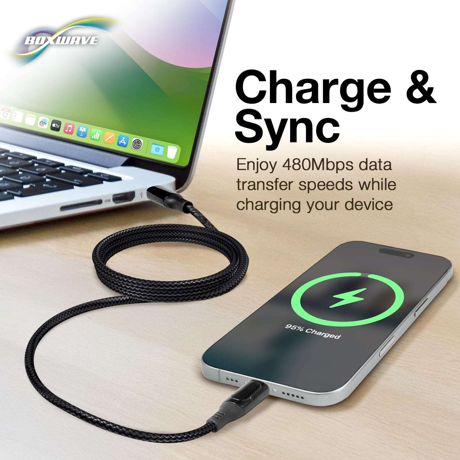 BoxWave Cable Compatible with Amazon Kindle (11th Gen 2022) - PowerDisplay PD Cable (6ft) - USB-C to USB-C (100W), LED Wattage Info Extra Long Braided Nylon - Jet Black 5