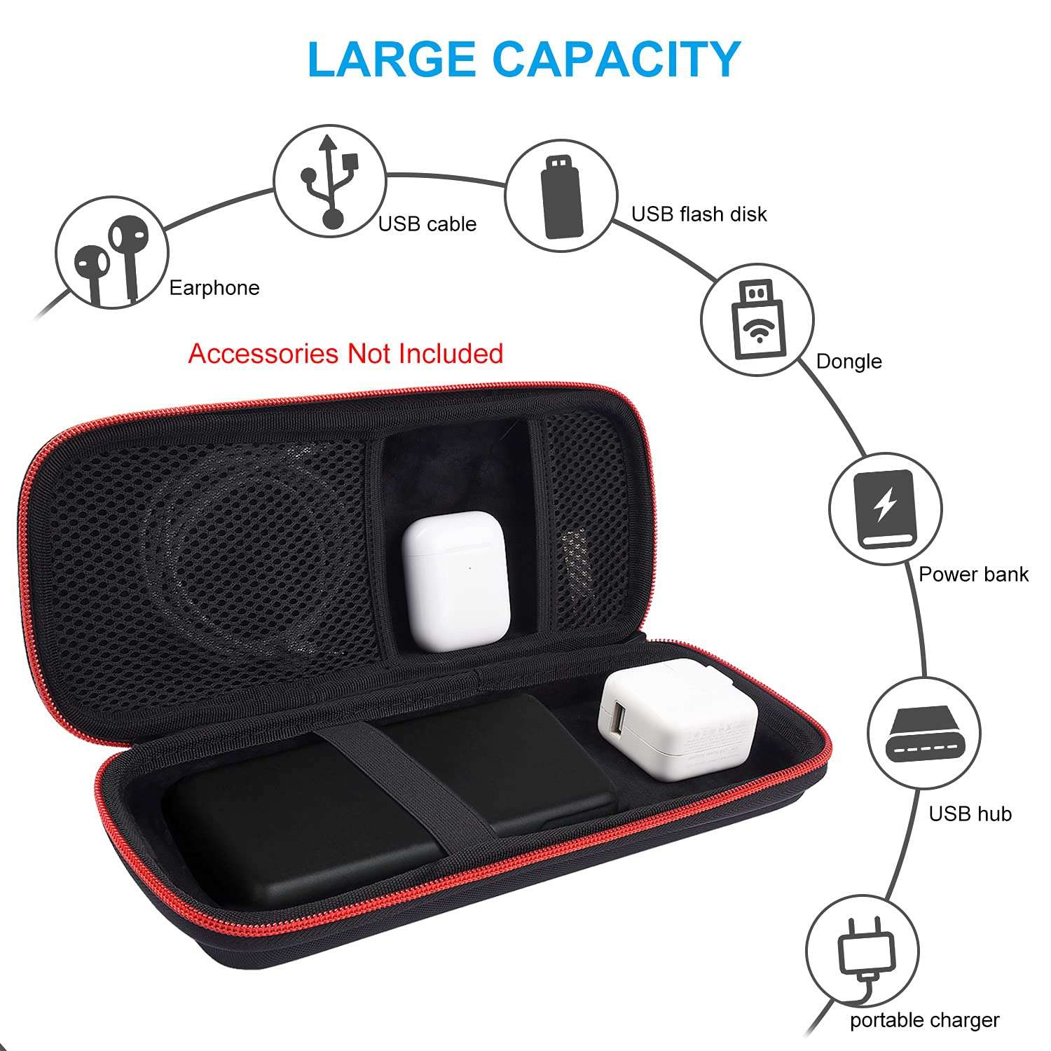 Hard Travel Case Fit for RAVPower 26800/20100/20000mAh, Anker Power Core 26800mAh/PowerCore +26800mAh, Dulla M50000 Power Bank 12000mAh, ROMOSS 30000mAh, Lab599 Tx500 Radio by SKYNEW (Large Black) 5