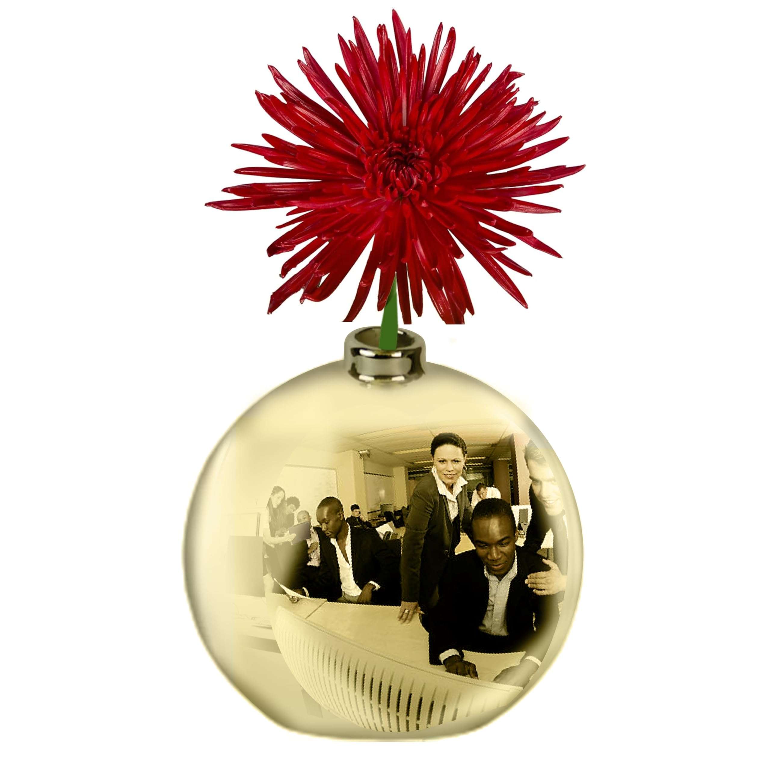 TidyFriend Convex Mirror Vase Gold Cubicle Decorations with Flower - 4" x 4" Cubicle Mirror, Desk Mirror to See Behind You - Aesthetic Office Cubicle Accessories, Office Cubicle Decor Organizer 1