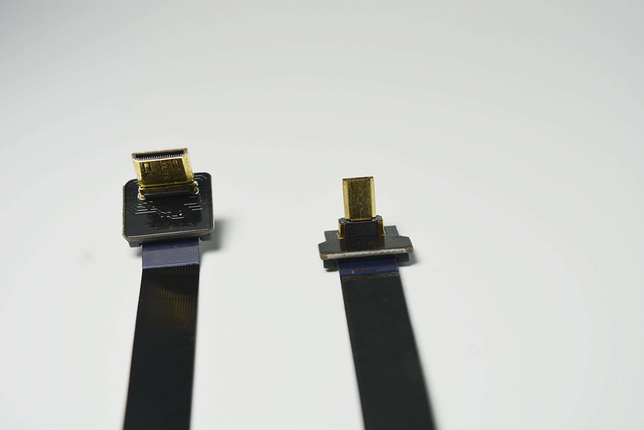 Permanent Black 50CM FPV Flat Slim HDMI Cable Micro HDMI Male 90 Degree Angle to Mini HDMI Male 90 Degree for brushless Gimbal handhold Gimbal dsrl Gimbal FPV Ground Monitoring FPV Aerial Photography 3