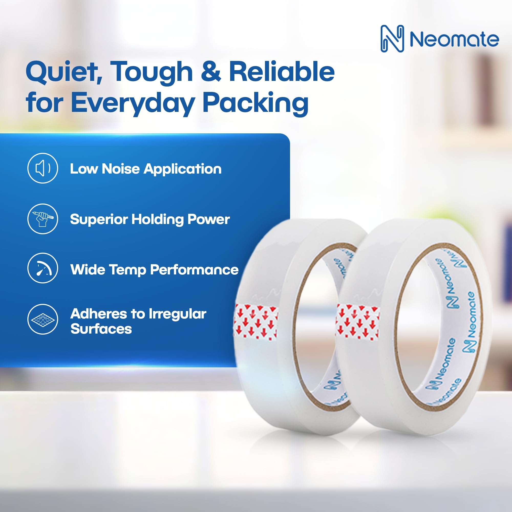 Neomate Low Noise Cello Tape | 1 Inch (24mm x 65m), Transparent | Set of 3 | Multipurpose Adhesive Tape for Office, Home, and Craft Projects 3