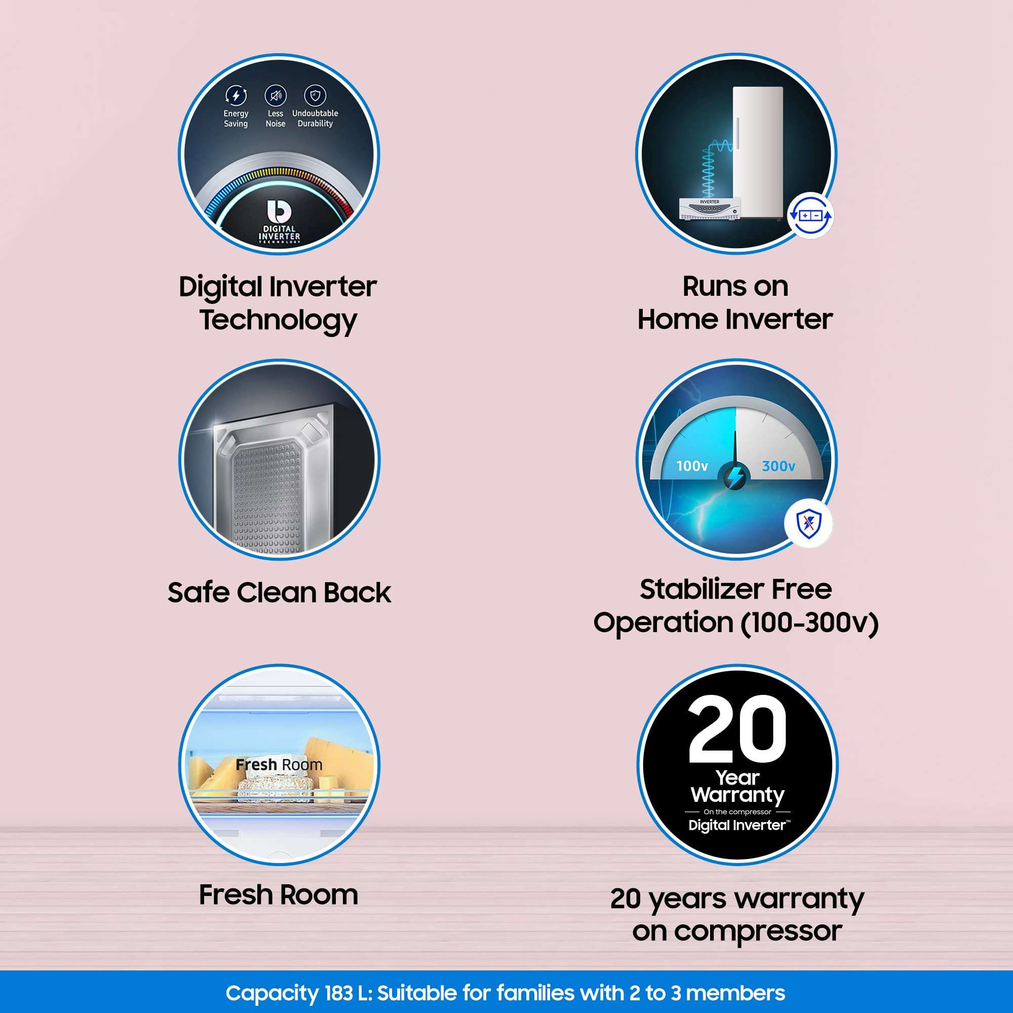 Samsung 183 L 2 Star Digital Inverter Direct Cool Single Door Refrigerator (RR20C20C26R/NL, Mystic Overlay Red 2023 Model) 3