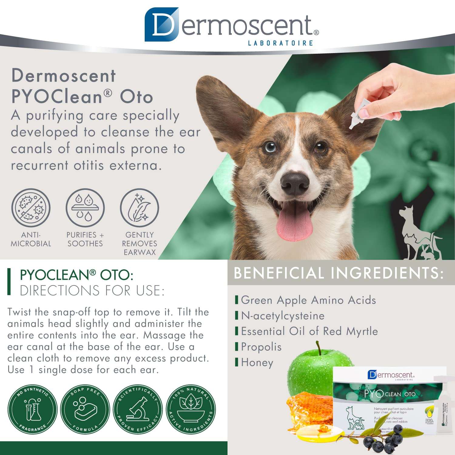 Dermoscent Pyoclean OTO Dog Ear Cleaner - Drops to Stop Head Shaking, Itchy & Waxy Ears - Non-Toxic - Ear Cleaning Solution for Dogs 3