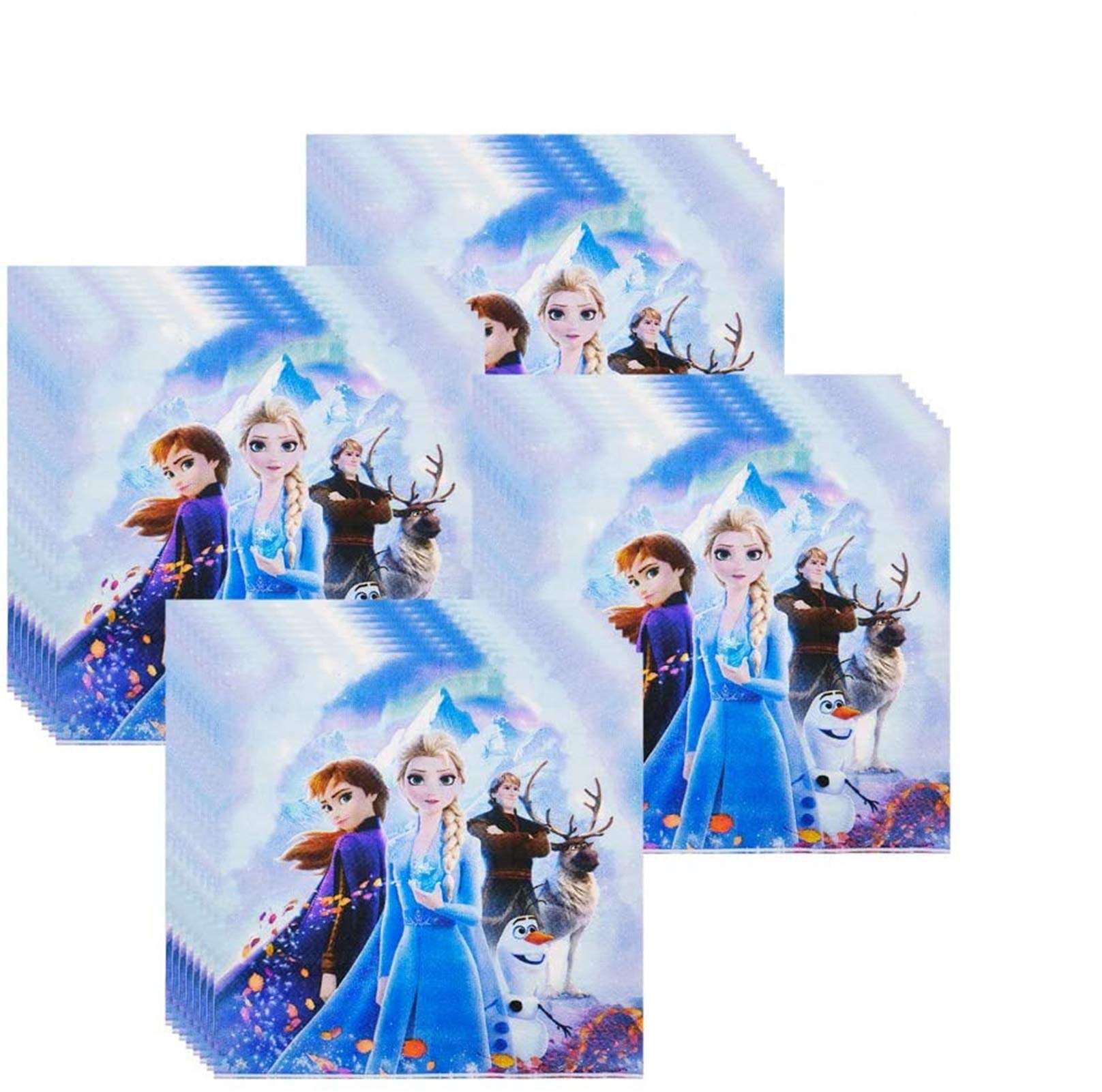 80 Packs Frozen Princess Party Napkins, Frozen Princess Dessert Tableware Disposable Paper Napkins for Baby Shower Kids Birthday Party Decorations Supplies 1