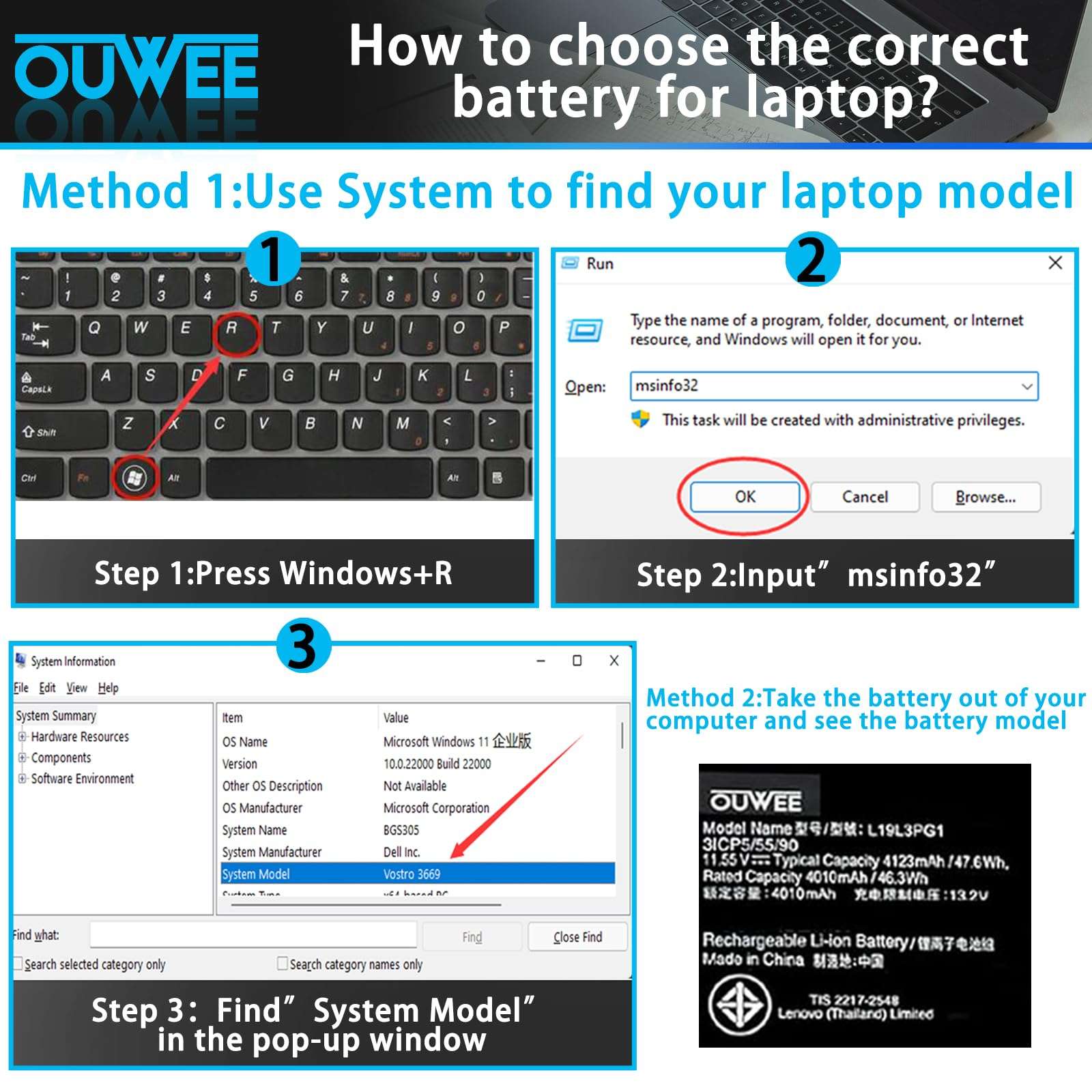 OUWEE L19L3PG1 Laptop Battery Compatible with Lenovo 100e 300e Chromebook 2nd Gen AST 82CE Series L19M3PG1 SB10X68685 5B10X65680 5B11A25394 L19C3PG1 5B10X65682 5B11A25392 5B10X65684 5B11A25390 47.6Wh 4