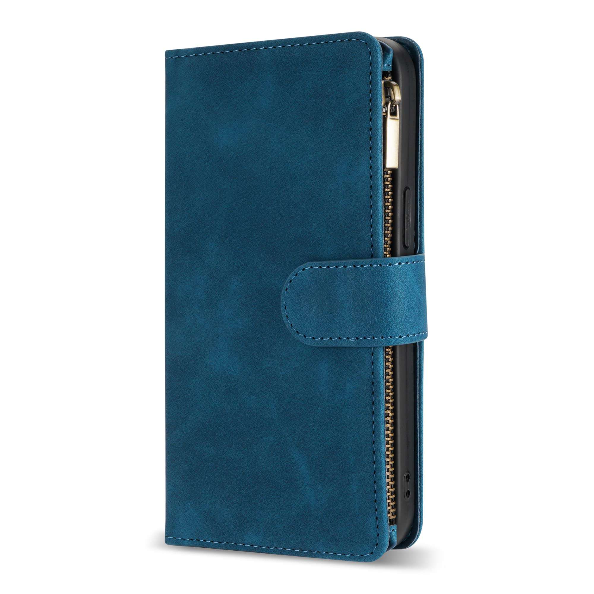 ZZXX for iPhone 12 Pro Max Wallet Case with Card Slot Premium Soft PU Leather Zipper Flip Folio Wallet with Wrist Strap Kickstand Protective for iPhone 12 Pro Max Case Wallet(Blue 6.7 inch) 2