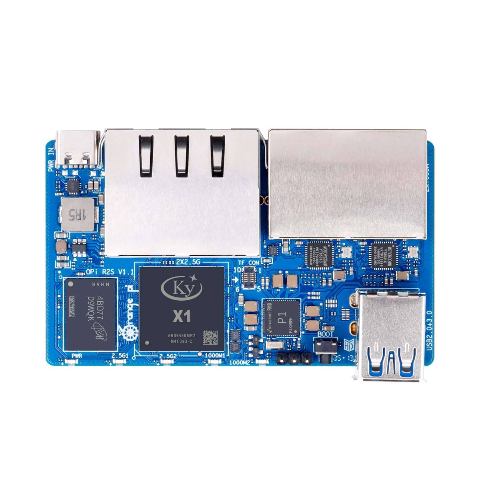 Orange Pi R2S 2GB/4GB/8GB RISC-V Single Board Computer with 8-Core RISC-V AI CPU, 8GB Onboard eMMC, Dual 2.5G & Dual 1000M Ethernet, Development Board Run OpenWrt/Ubuntu (4GB) 1