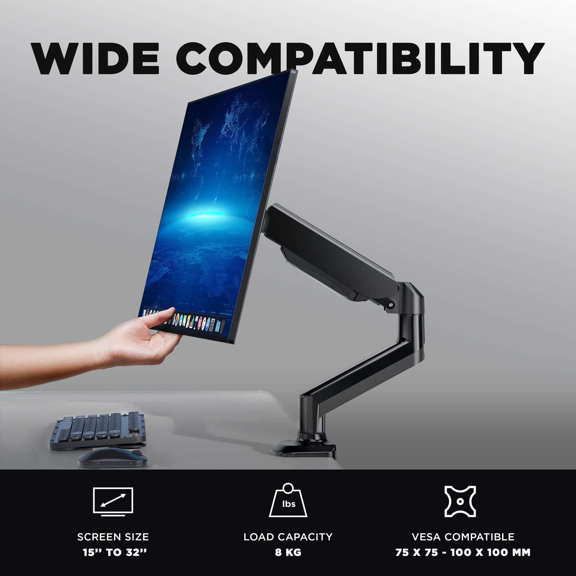 SUPRHOME Monitor Stand With 360° Rotation (One-Year Warranty) Gaming Room Setup | Monitor Arm Desk Mount With Gas Spring Technology | Riser Stand For Desk | Organize & Elevate Your Workspace 4