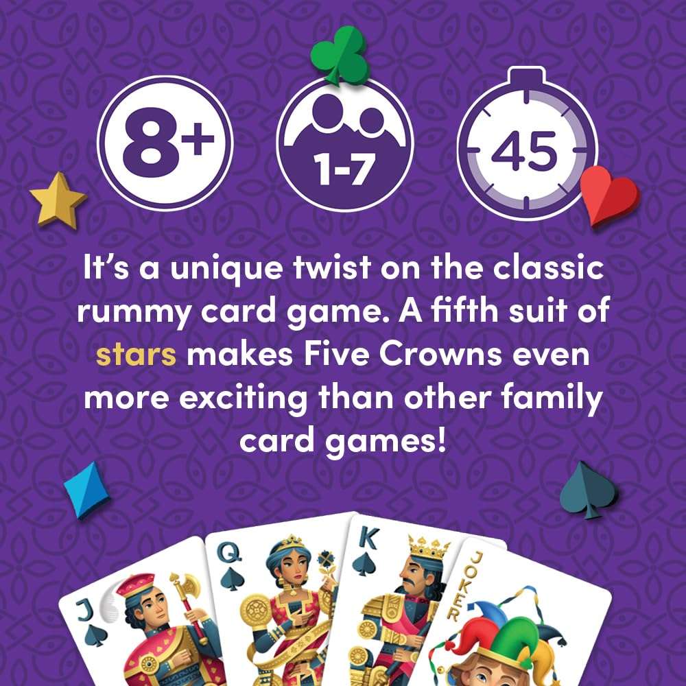 PlayMonster Five Crowns — The Game Isn't Over Until the Kings Go Wild! — 5 Suited Rummy-Style Card Game — For Ages 8+ 3