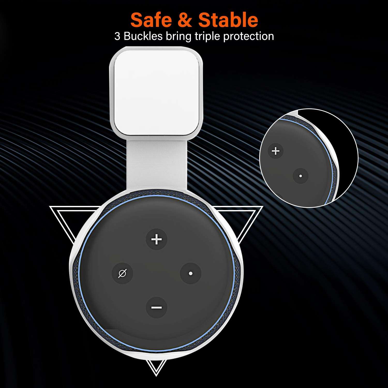 WGOAL Outlet Wall Mount Holder Case for Dot 3rd Generation, Clever Space Saving Design for Smart Home Speakers, Perfect Hide Messy Wires, Dot Accessories Without Screws (White -1 Pack) 4