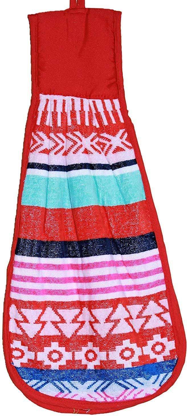 VORDVIGO Double Sided Printed Soft Cotton Hanging Hand Towel Napkin for Wash and Kitchen Basin (Multicolor) - Pack of 4 2