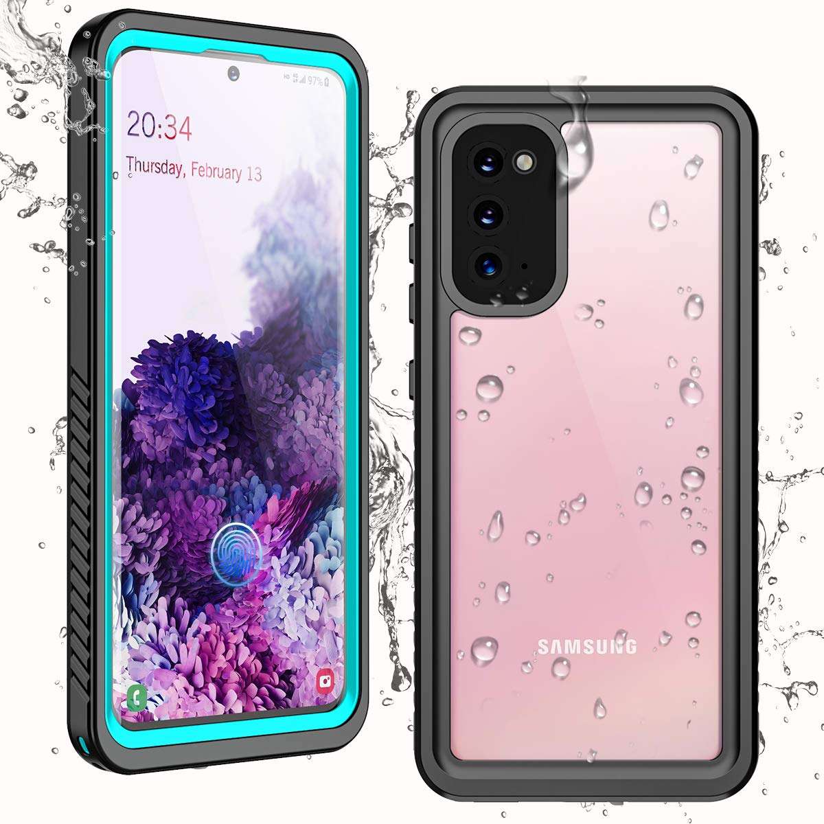 Singdo Waterproof Samsung Galaxy S20 Case,Clear Sound Quality Built in Screen Protector with Fingerprint ID Film Support Wireless Charger IP68 Waterproof Case for Samsung S20 6.2 inch-2020 (Teal) 1