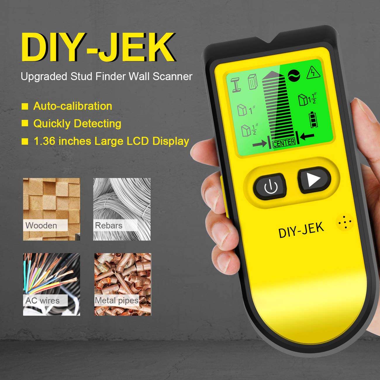 Stud Finder Wall Scanner, 5 in 1 Upgraded Electronic Stud Sensor Wall Detector Center Finding with LCD Display for Five Scan Modes for Wood Stud/Metal/Live AC Wire/Deep Detecting 2