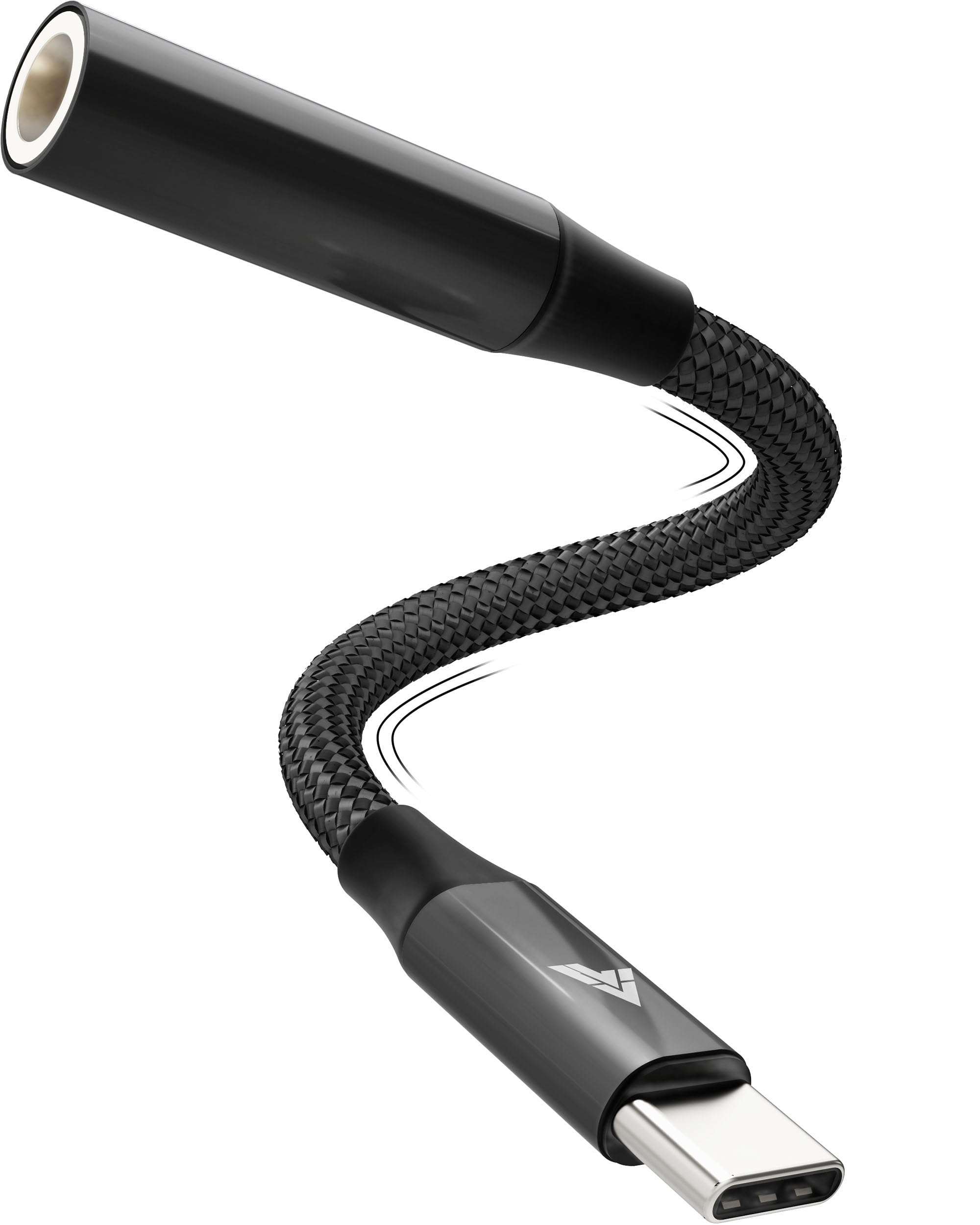 Vaku Luxos® SonicArc Type C to 3.5 mm Jack Digital Audio DAC 24bit/96KHz 3.5mm Connector Aux Cable,Headphone,Earphone USB C Converter/Adapter for Samsung, Oneplus, iPhone 17/16/15,Other Phone- Black 1