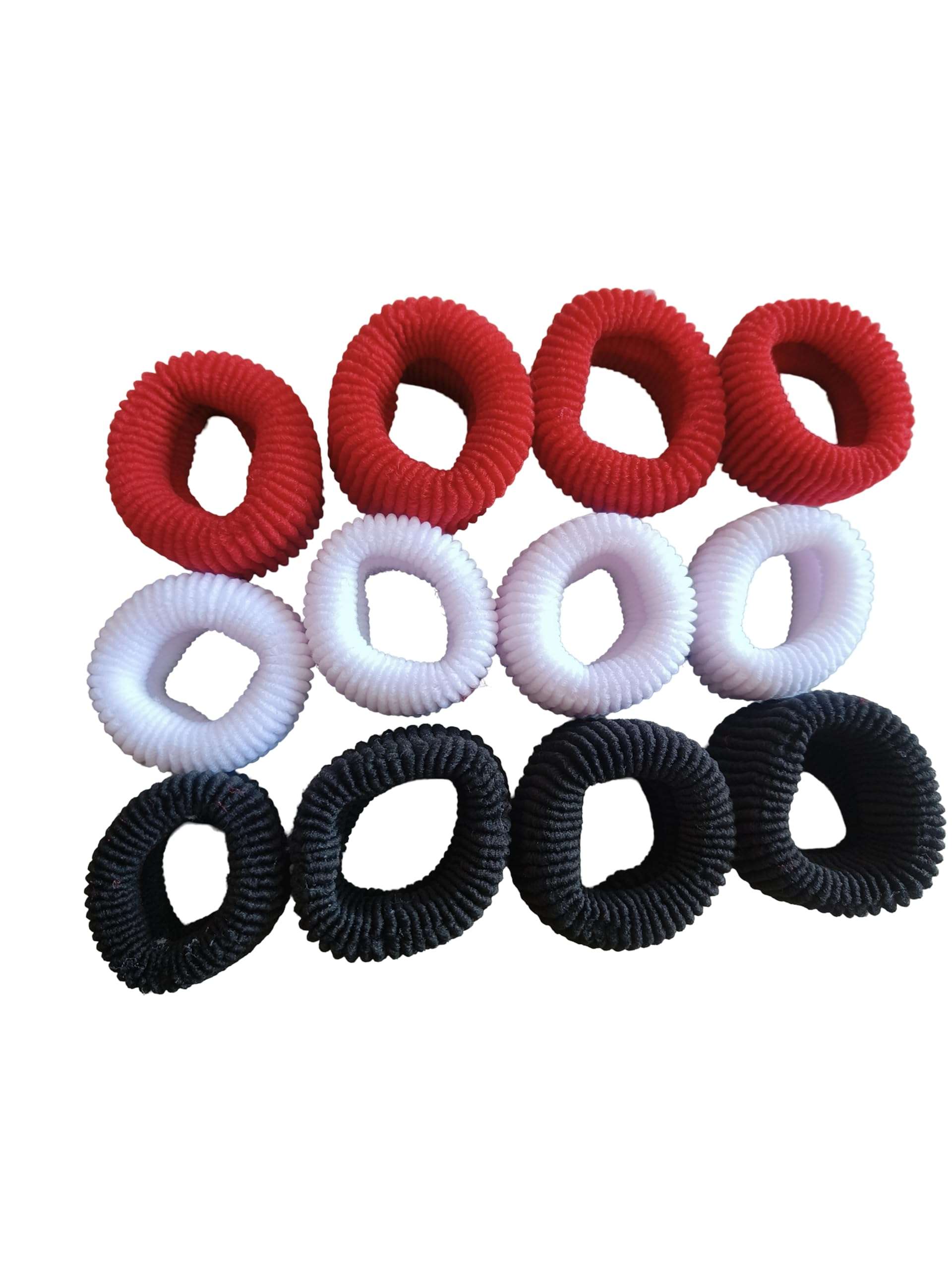 Jheel Fashion Stylish Jumbo Hair Ties Ponytail Holders Smooth Elastic Good Stretchable Jumbo Hair Rubber Bands For Womens & Girls Set of 12(Red white black) 3