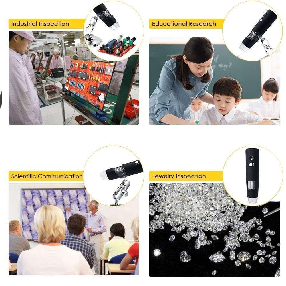 XIKKART WiFi Digital Microscope,50X-1000X Handheld Digital Zoom Microscope Endoscope Magnifier HD 2MP 8 LED for Android and iOS Smartphone, iPhone, Samsung, Tablet, Windows PC (Black) 6