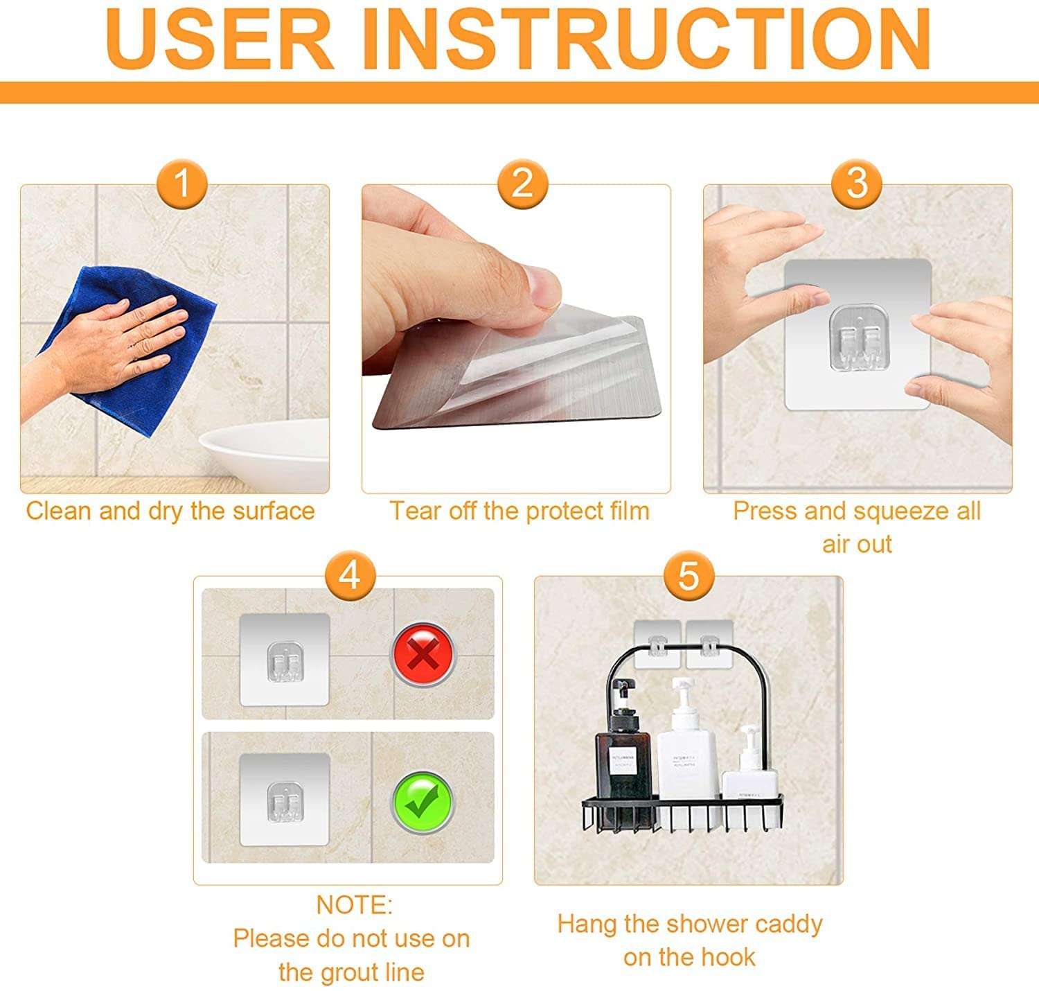 NIMIT SALES Self Adhesive Magic Wall Mounted Stickers for Kitchen and Bathroom Utility (Silver, Pack of 4) 5