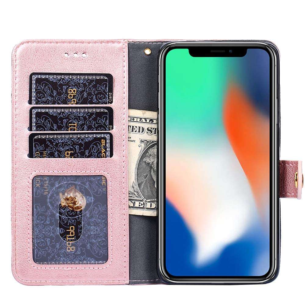 Asuwish Oneplus 5T Case Wallet for Women Girl Oneplus5T Oneplus5tcase Phone Cases with Card Holder Stand Full Body Purse Hybrid A5010 One Plus5T 1 Plus 1plus 1+ 1+5T Leather Flip Cover Pink Rose Gold 2