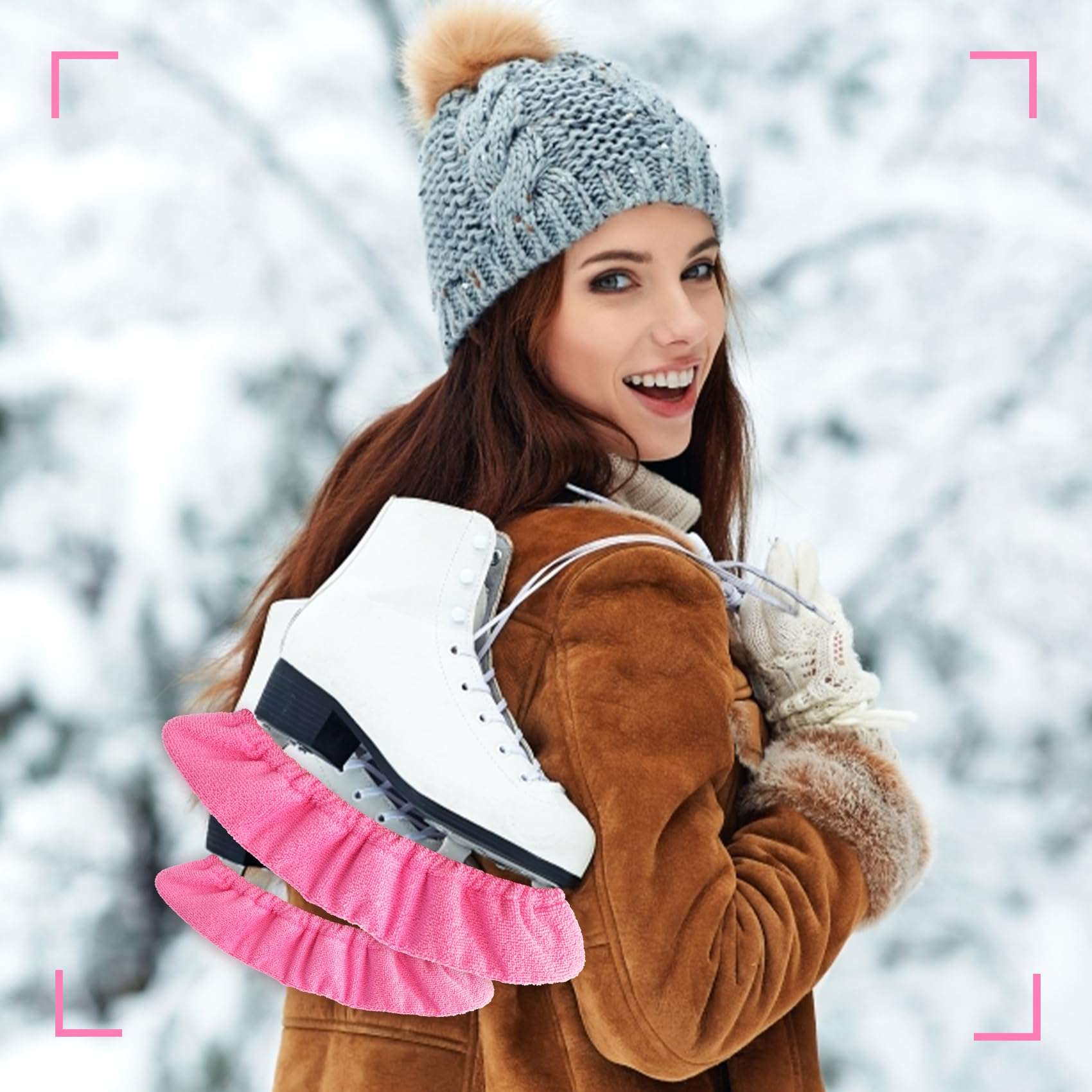 Cuayaes Ice Skate Guards,Soft Ice Skate Blade Covers,Figure Skate Guards Youth Hockey Skate Guards,Elastic Figure Skating Soakers Blades Protector Cover for Girls Boys（Rose Red） 6