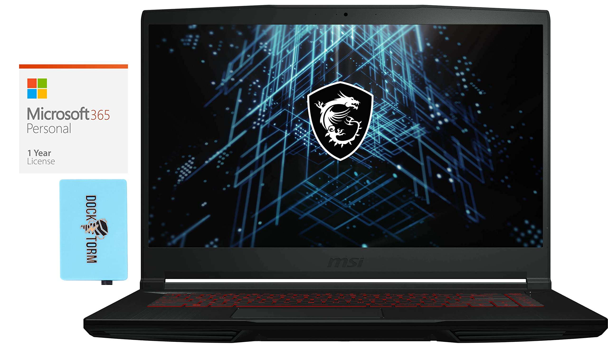 MSI Thin GF63 12HW 15.6" 144Hz FHD IPS Gaming Laptop (Intel i5-12450H 8-Core, 8GB RAM, 1TB PCIe SSD, Intel ARC A370M 4GB GDDR6, Red Backlit KYB, Win 11 Home) w/MS 365 Personal, Hub