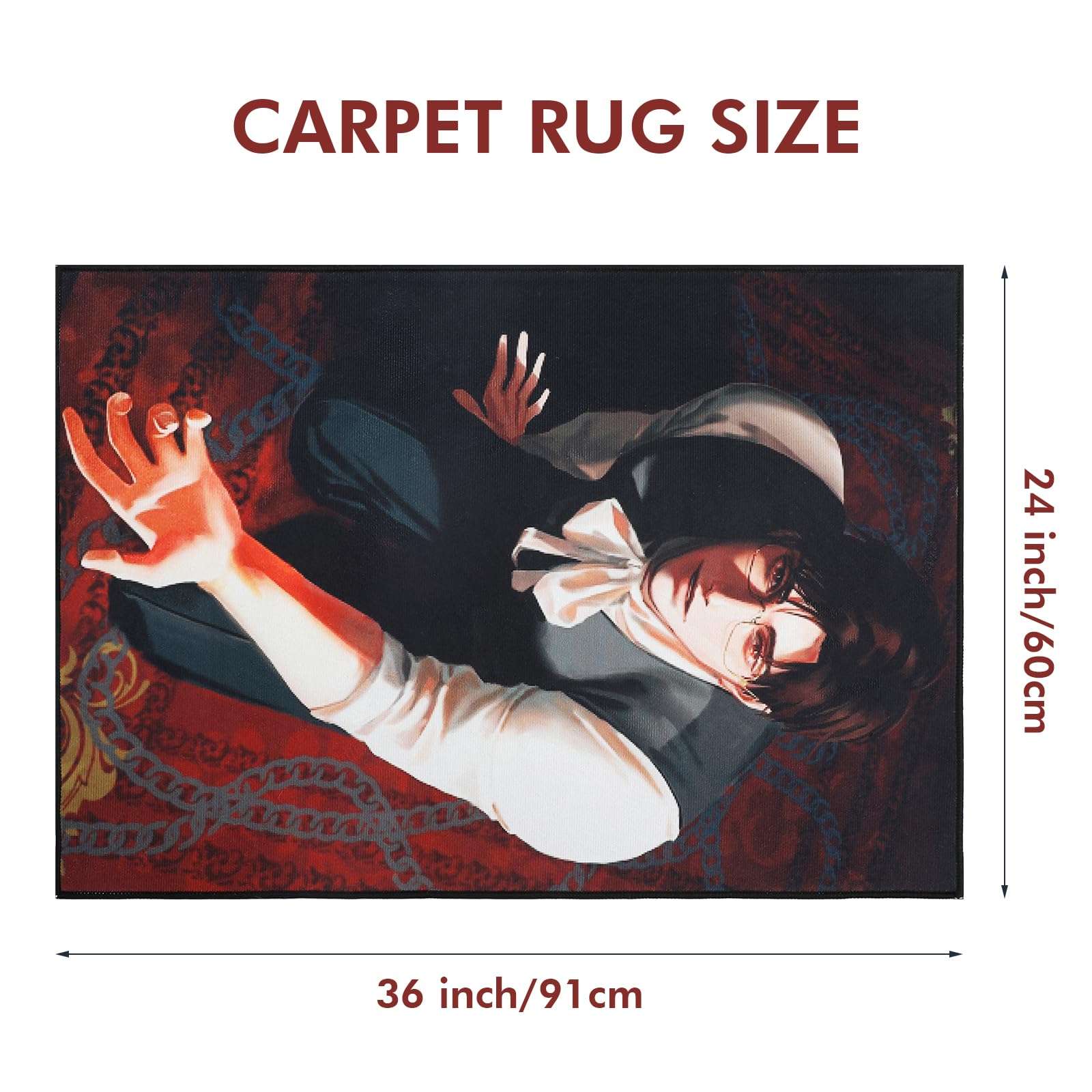 OtNiap Anime Rugs, Male Servant Rug, Soft Indoor Anime-Inspired Non-Slip Mats, Decorative Mat for Living Room, Gaming Room, Bedroom – Add a Touch of Romantic Charm to Your Home Space 24" L x 36" W 3