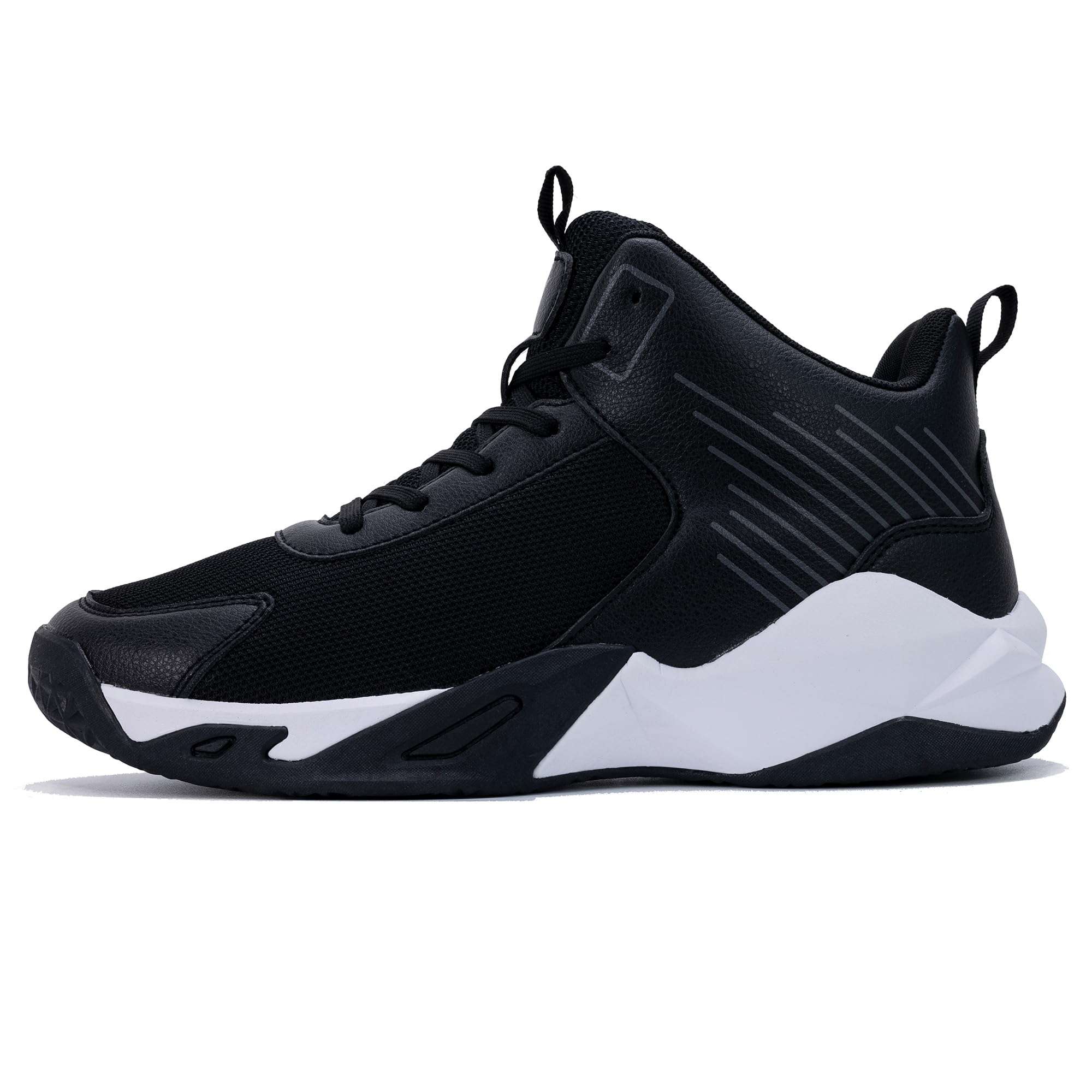 BEOAPT Men's Basketball Shoe High-Top Athletic Running Sneakers Outdoor Trainers Non-Slip Lightweight Cushioning Workout Sport Shoes Black US 7 2